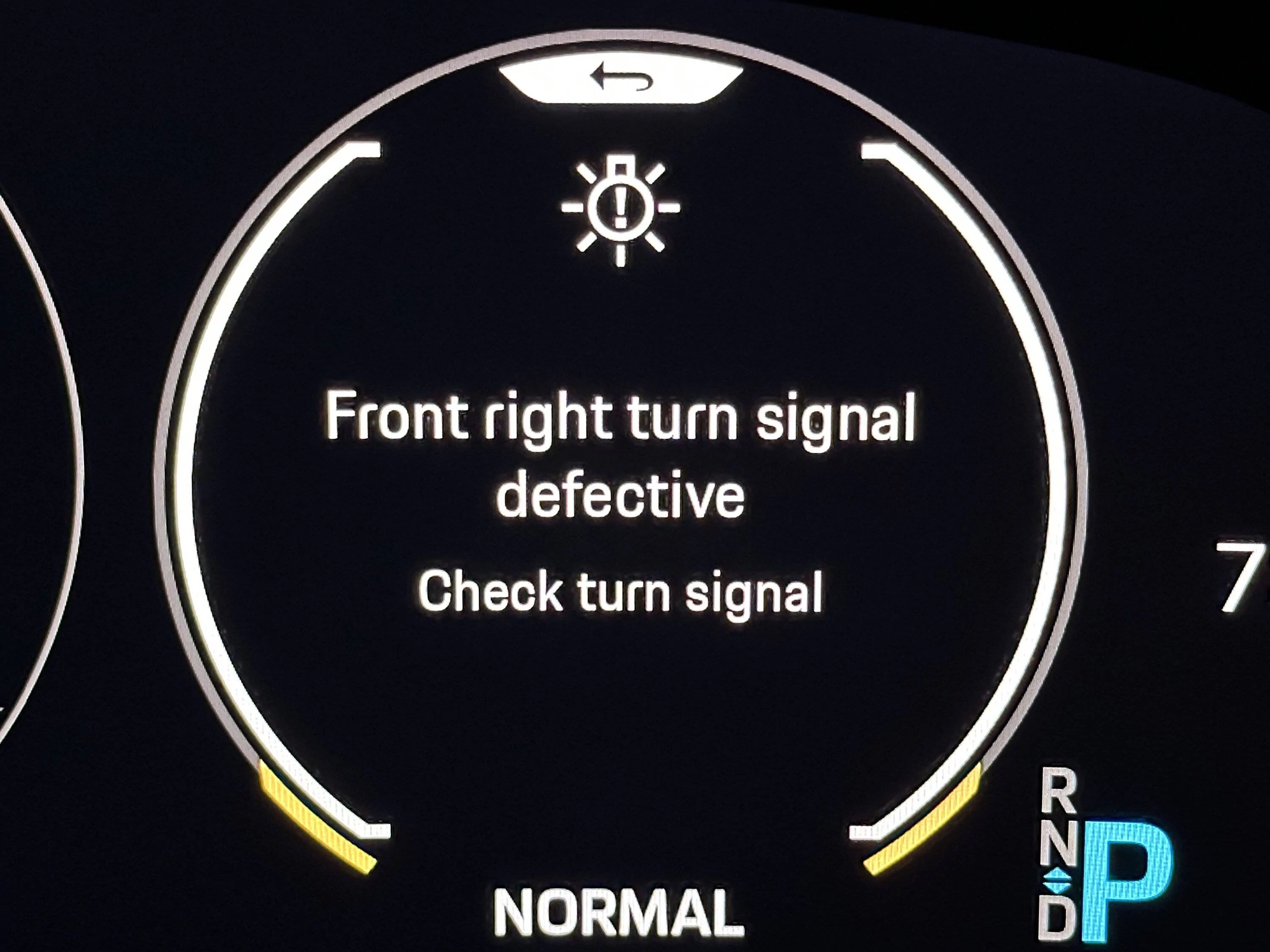Porsche Taycan Turn Signal Defective Warning IMG_5089