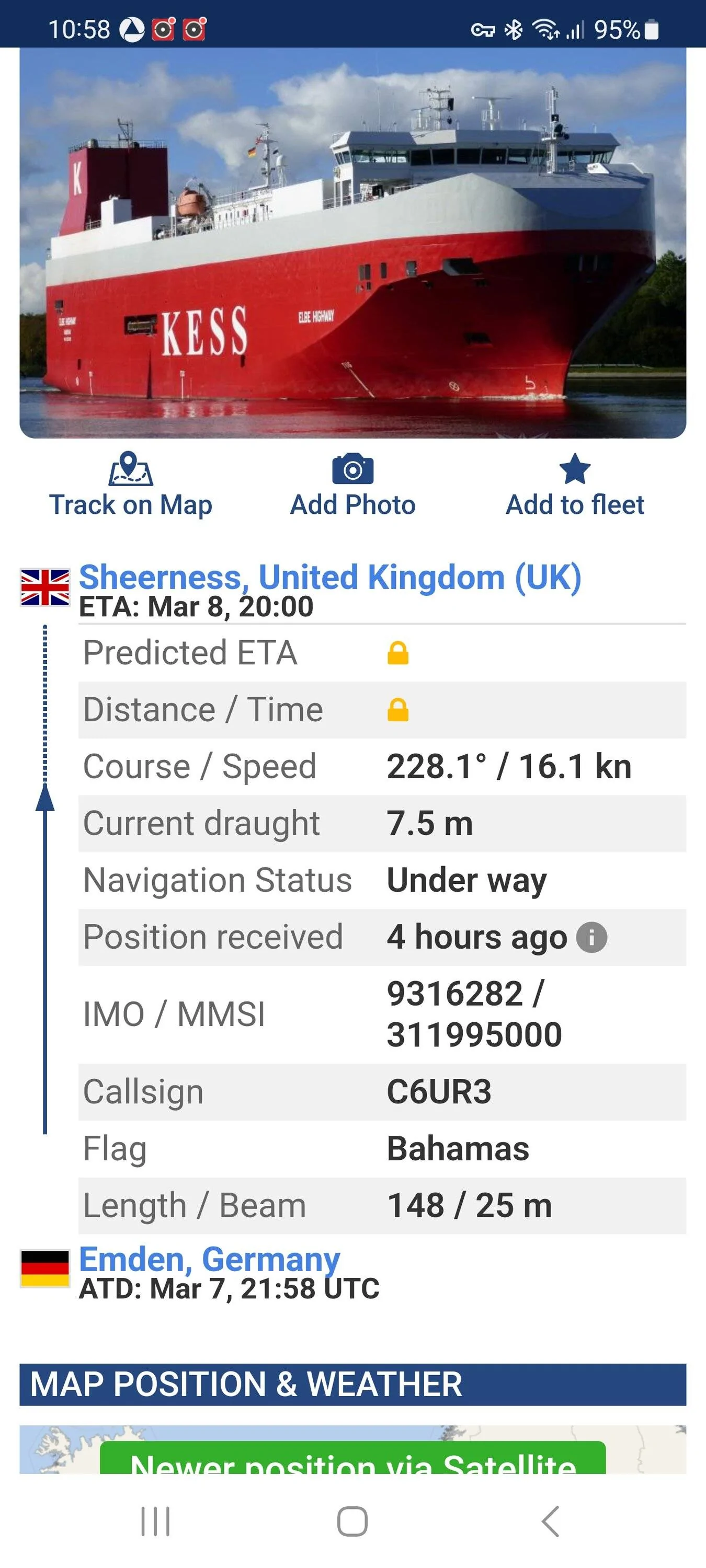 Porsche Taycan Sailings from Emden to UK Screenshot_20230308_105837_Samsung Internet