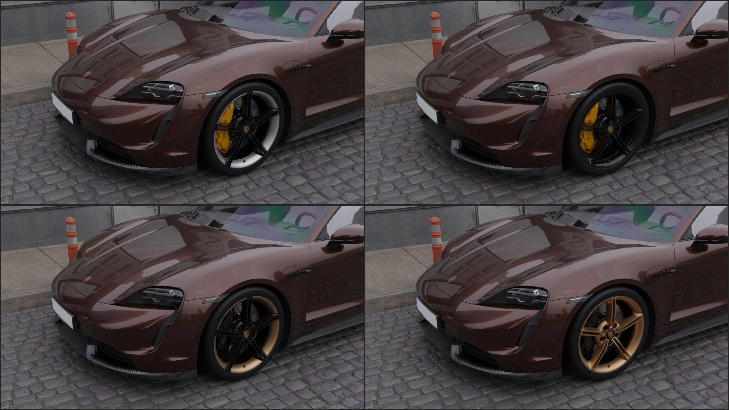 Porsche Taycan Wheel colors compared: High-Gloss Black vs. Bronze Inserts vs. Full Bronze TTS_Bronz