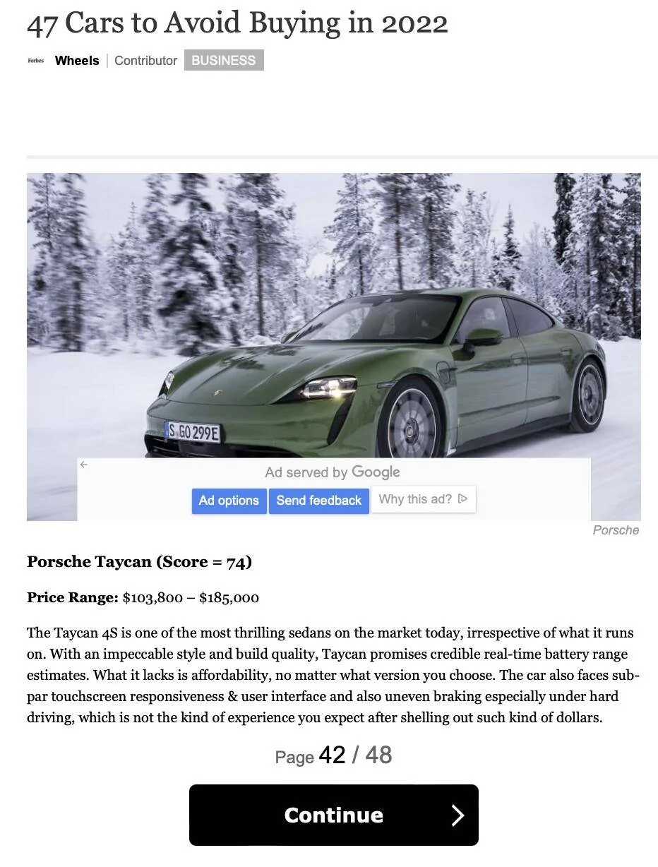 Porsche Taycan Taycan makes the wrong list Screenshot 2023-03-10 at 7.11.04 PM