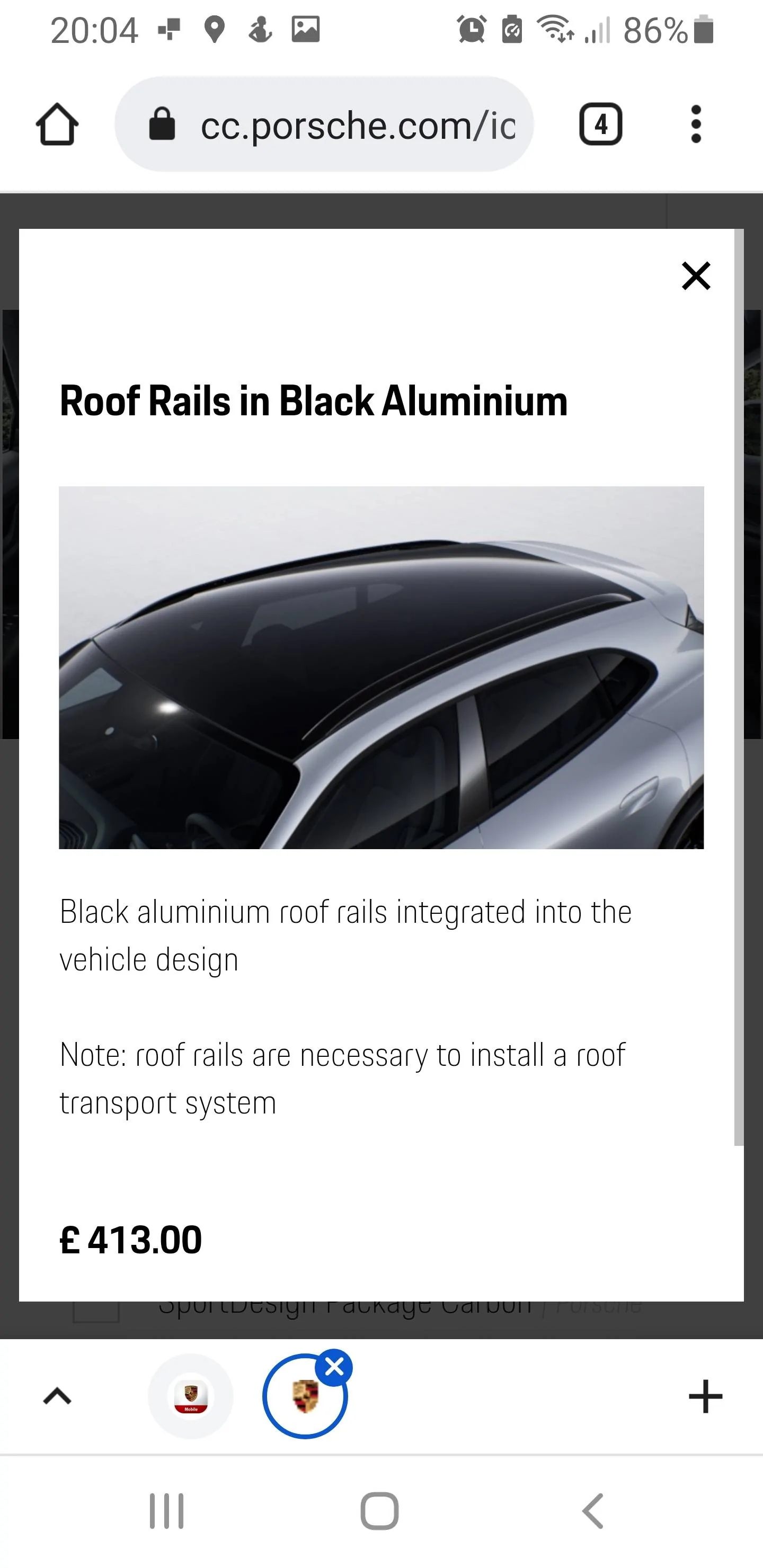 Porsche Taycan Taycan roof rack and accessories Screenshot_20230313-200438_Chrom