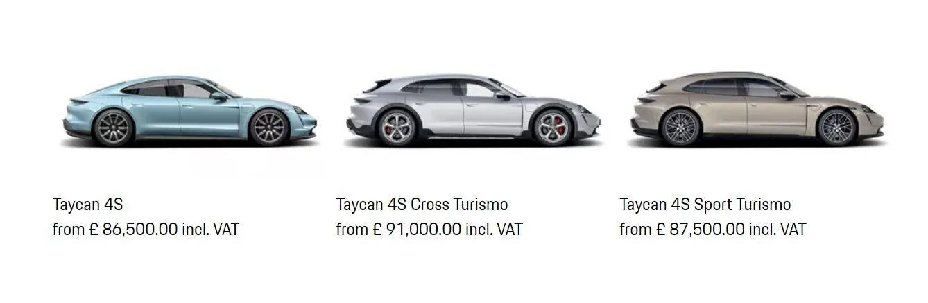 Porsche Taycan Taycan price increased. Capture 4s
