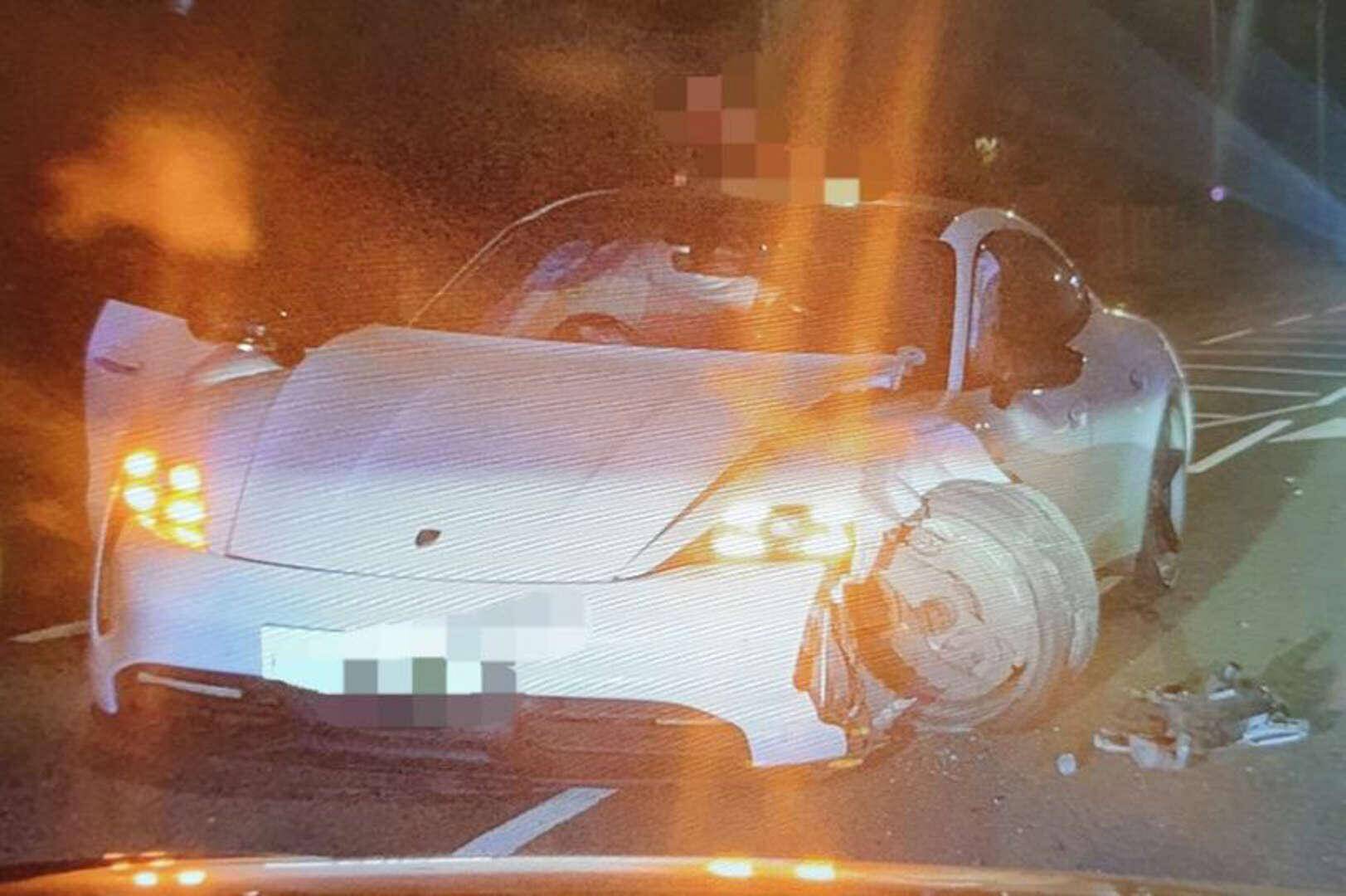 Porsche Taycan Porsche wrecked in crash on A6 in Preston and driver 'dealt with' 1680710552945