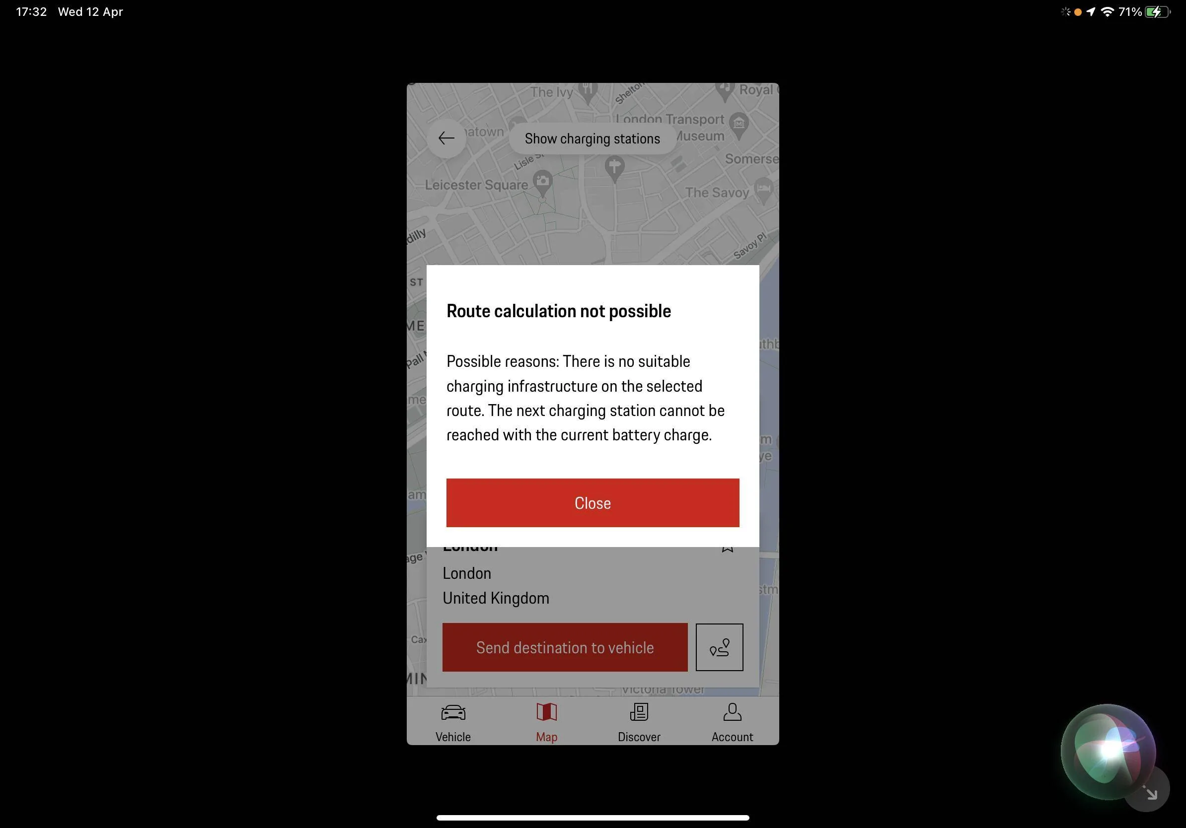 Porsche Taycan Porsche App route planner not working.. IMG_1674