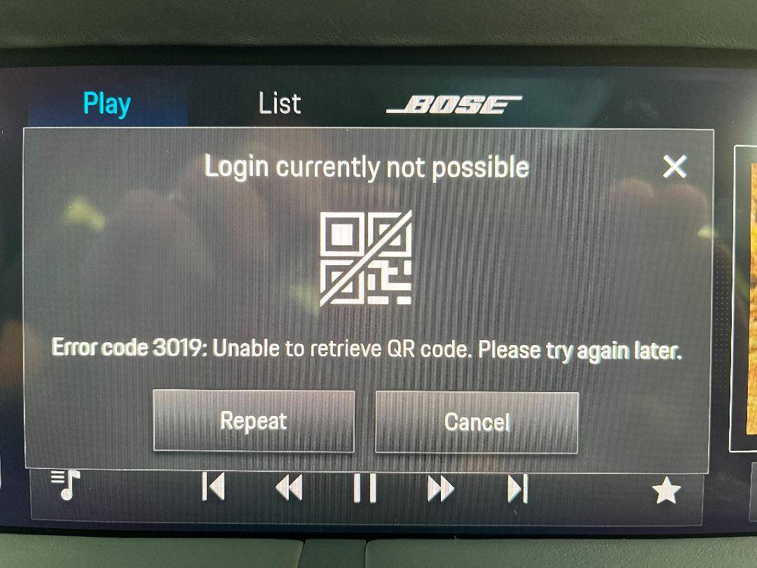 Porsche Taycan Spotify Login Spotify error code