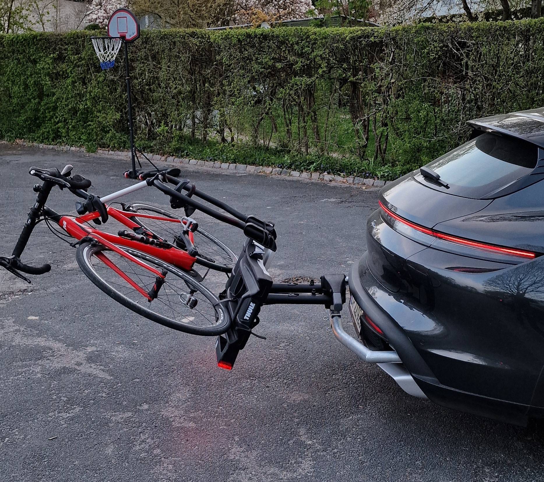 Porsche Taycan My custom hitch for standard bike rack. Bike hitch2a