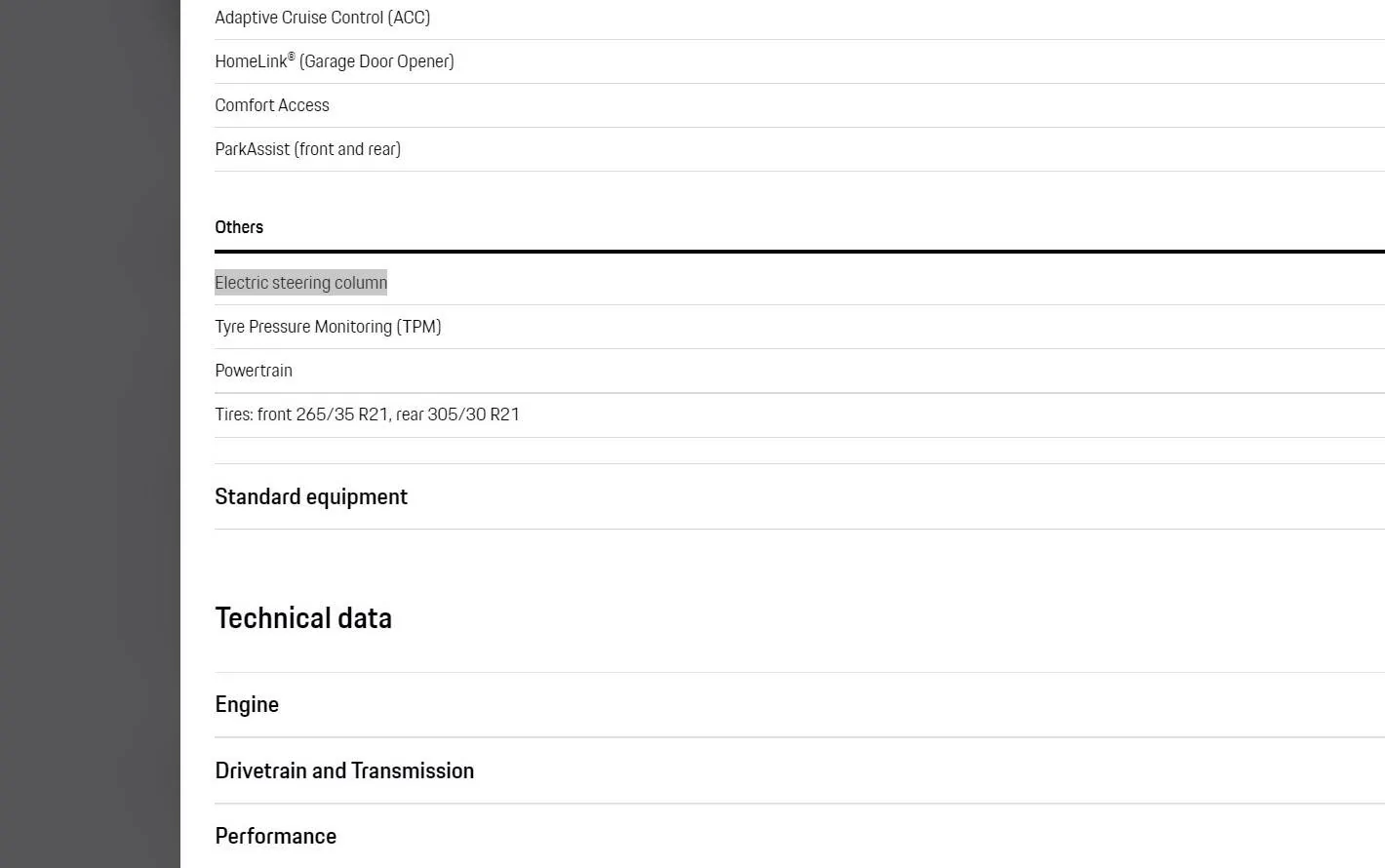 Porsche Taycan May 2023 Deliveries Screenshot showing Electric Steering Column Cropped