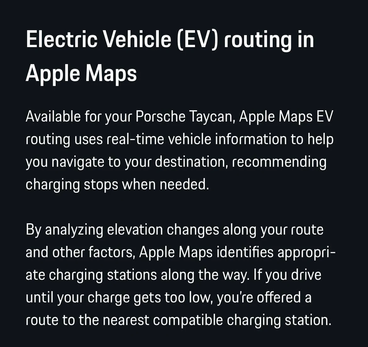 Porsche Taycan Apple Maps via Carplay Now Supports EV Charging for Taycan 1684440290886