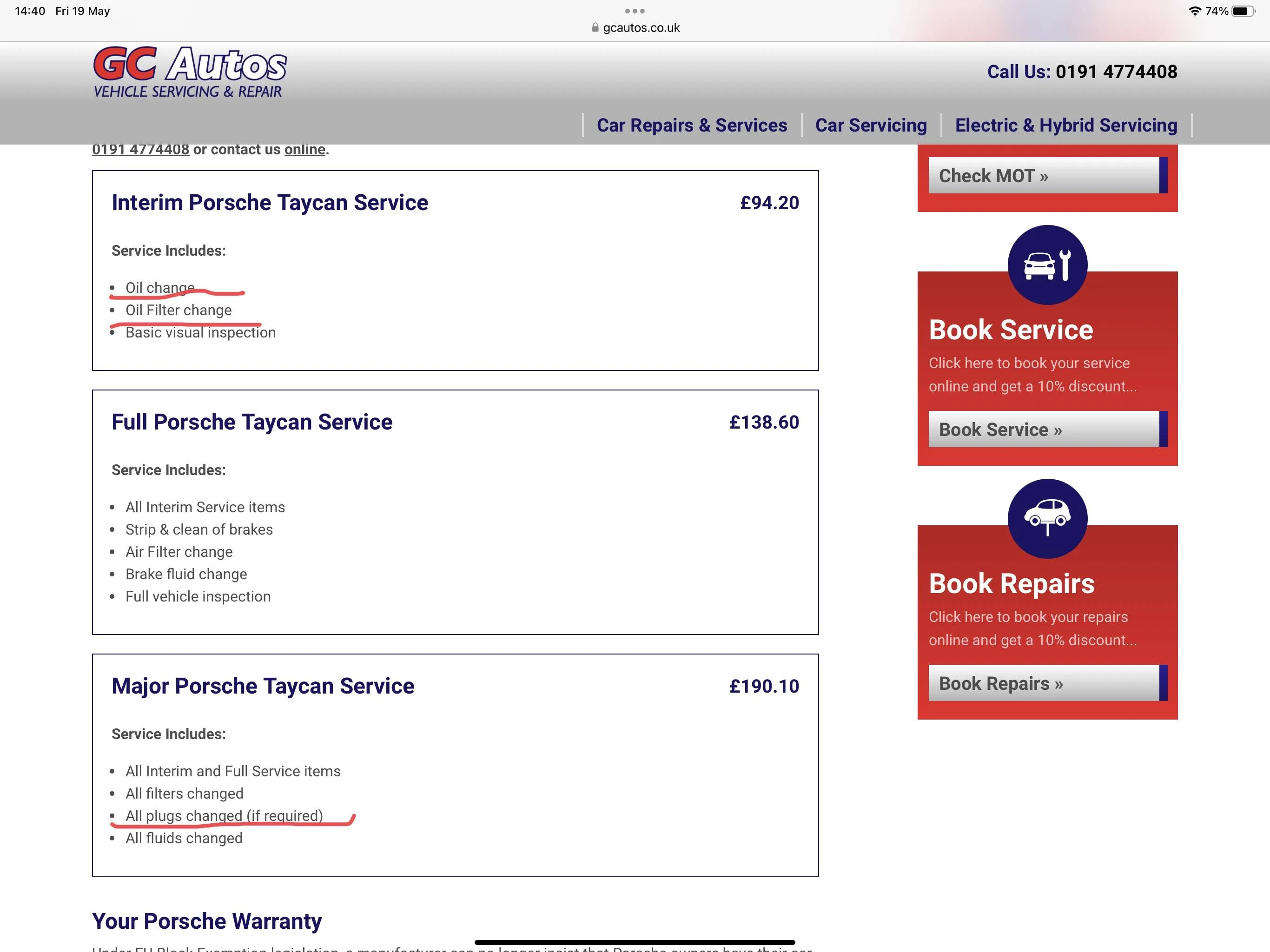 Porsche Taycan Service cost IMG_1527