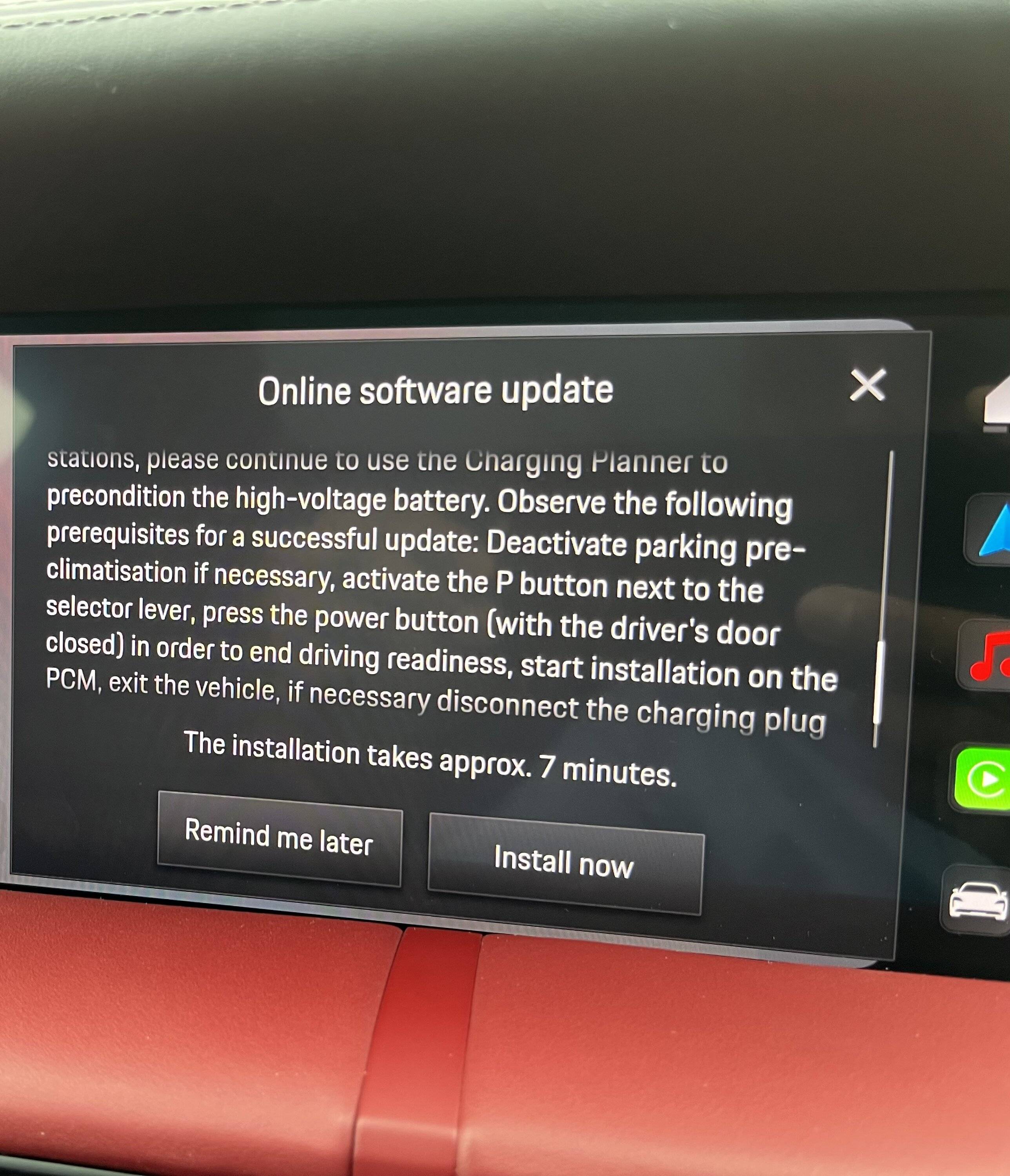 Porsche Taycan OTA - High Power Electrical OTA update IMG_2057