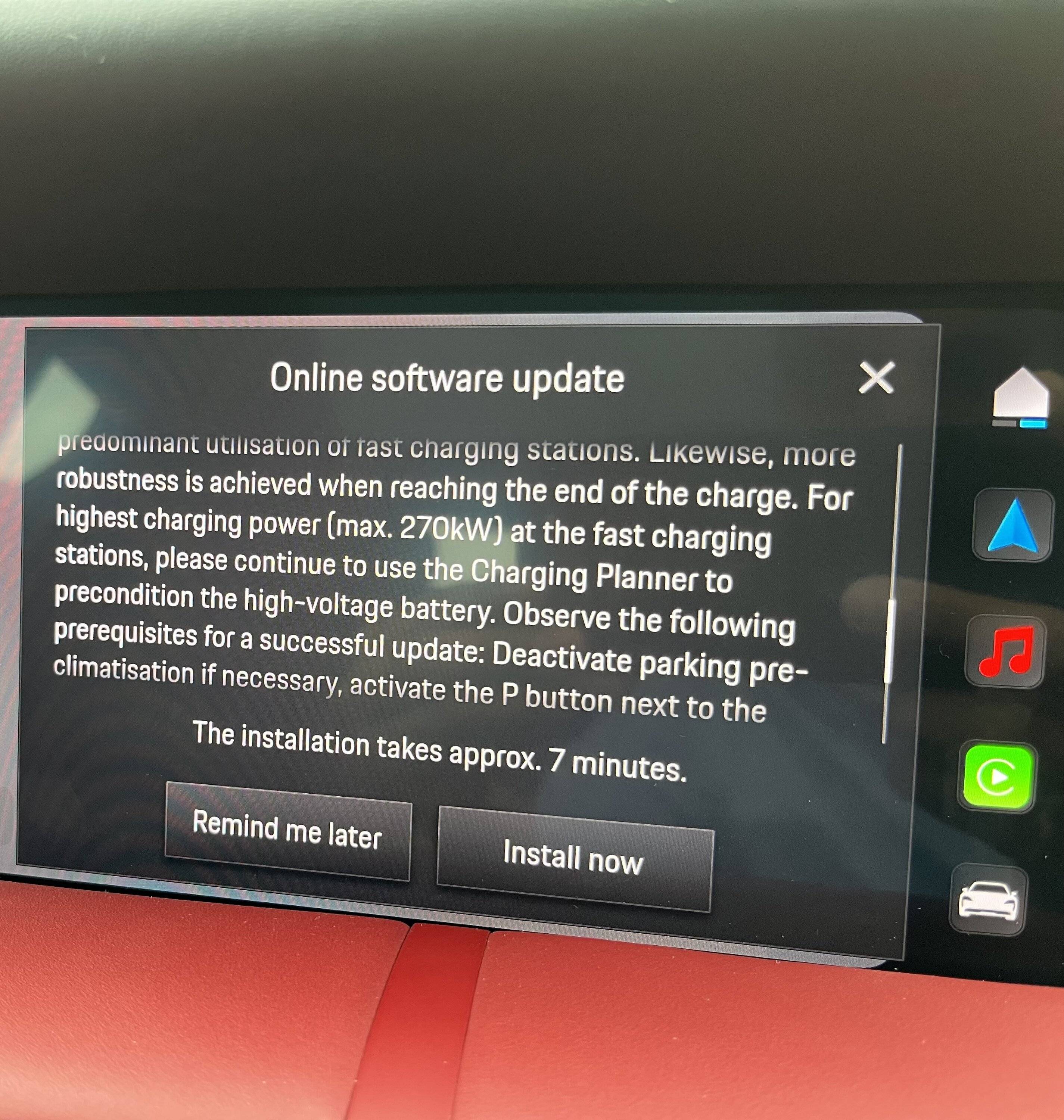 Porsche Taycan OTA - High Power Electrical OTA update IMG_2056