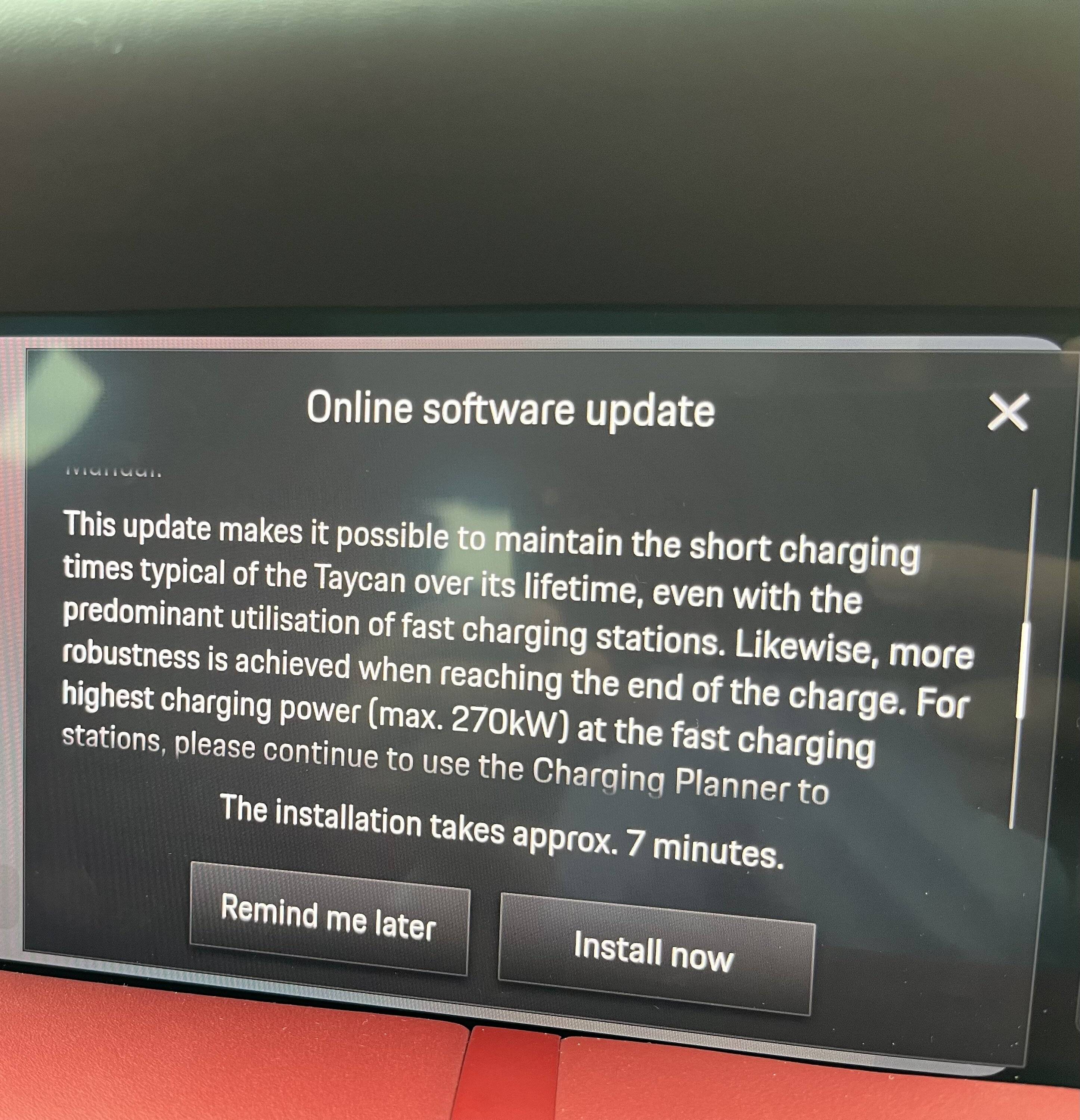 Porsche Taycan OTA - High Power Electrical OTA update IMG_2055
