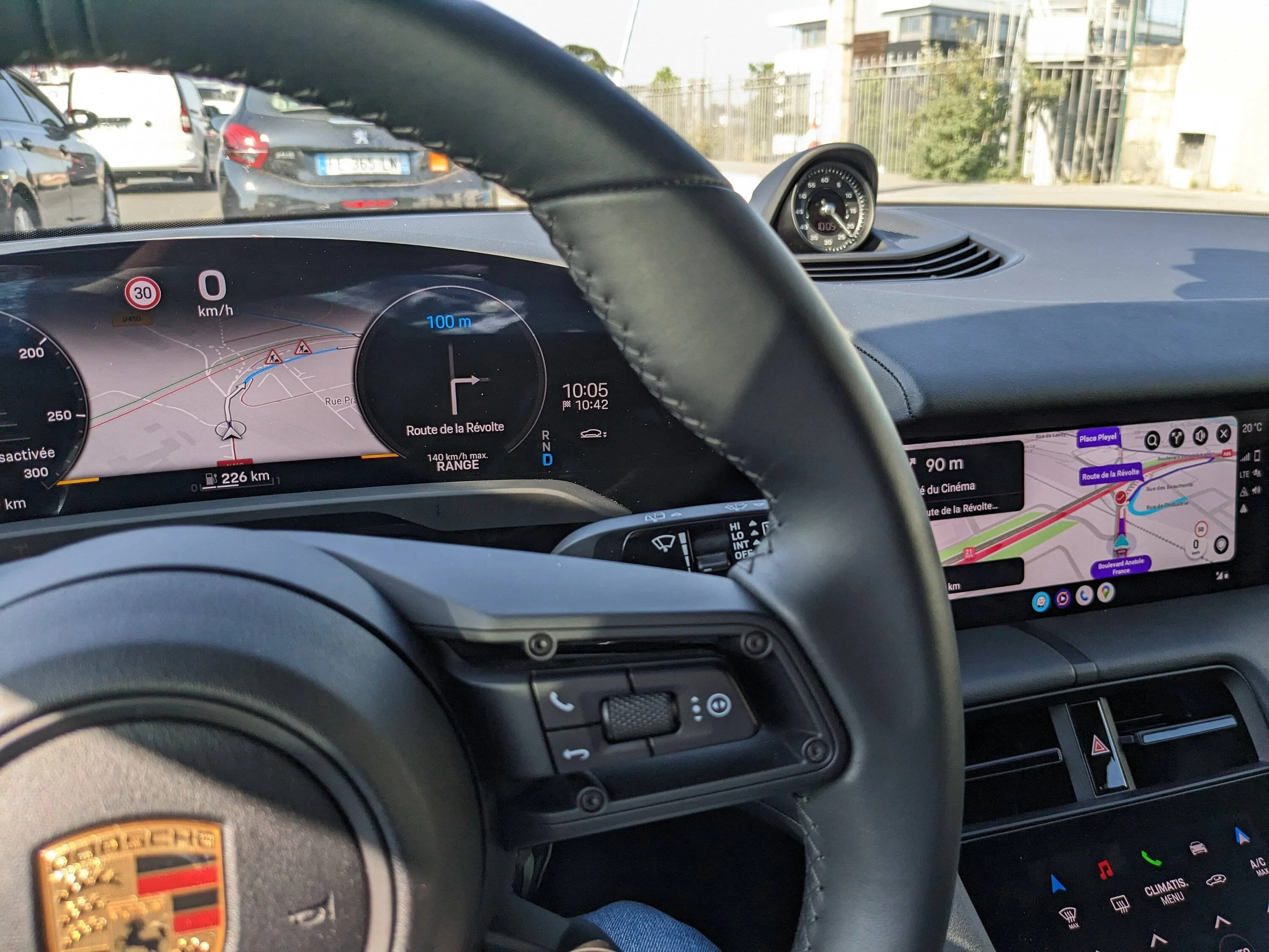 Porsche Taycan Waze via Car Play and Porsche Navigation PXL_20230605_080525269