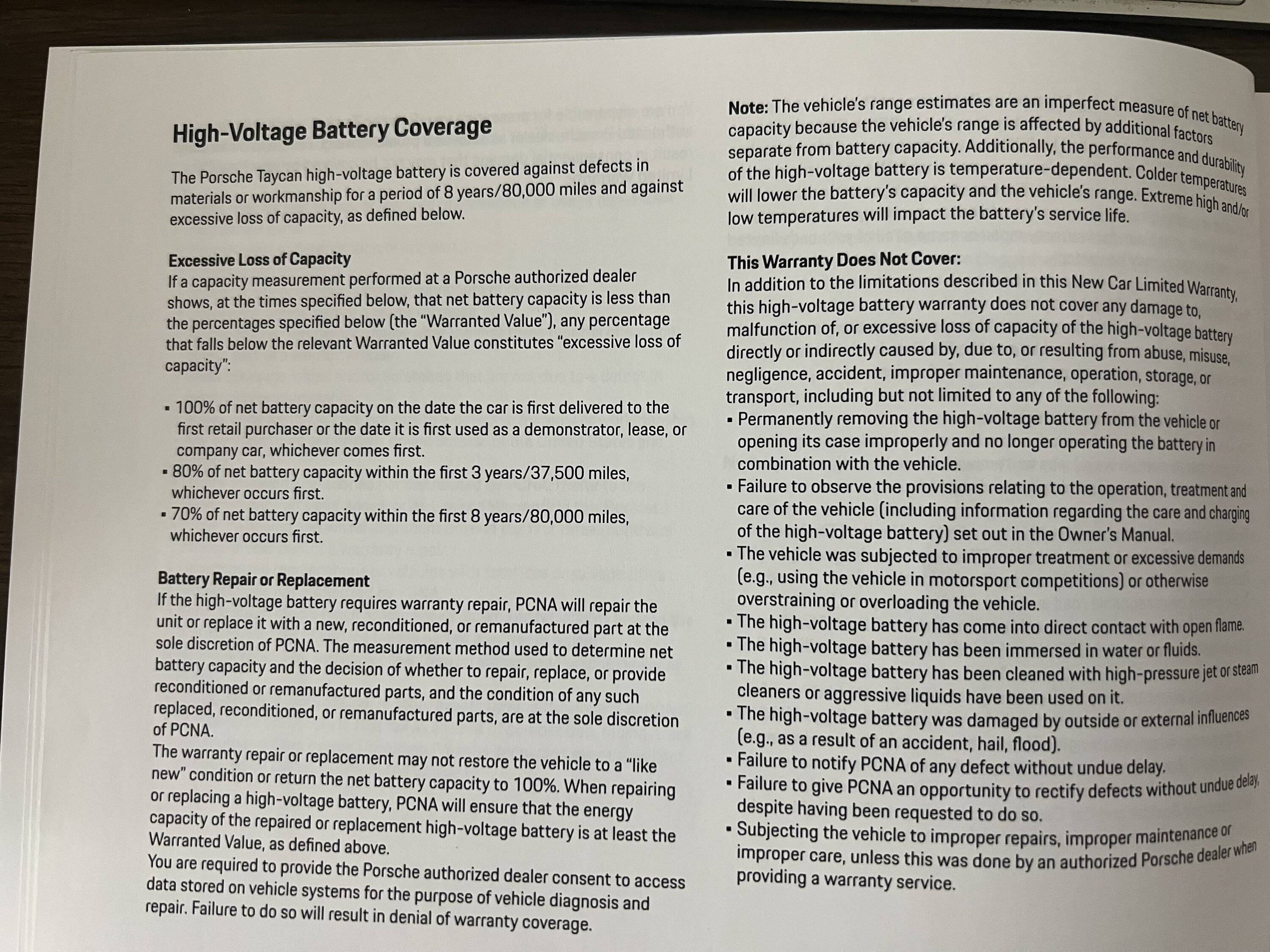 Porsche Taycan Battery Warranty IMG_2069