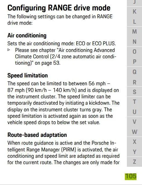 Porsche Taycan What makes the difference between Range Mode limiting to 60mph or 90mph? 1689295463312