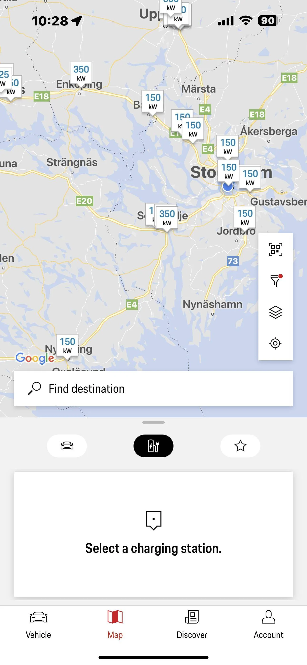 Porsche Taycan MyPorsche App shows only EA charging stations IMG_0650