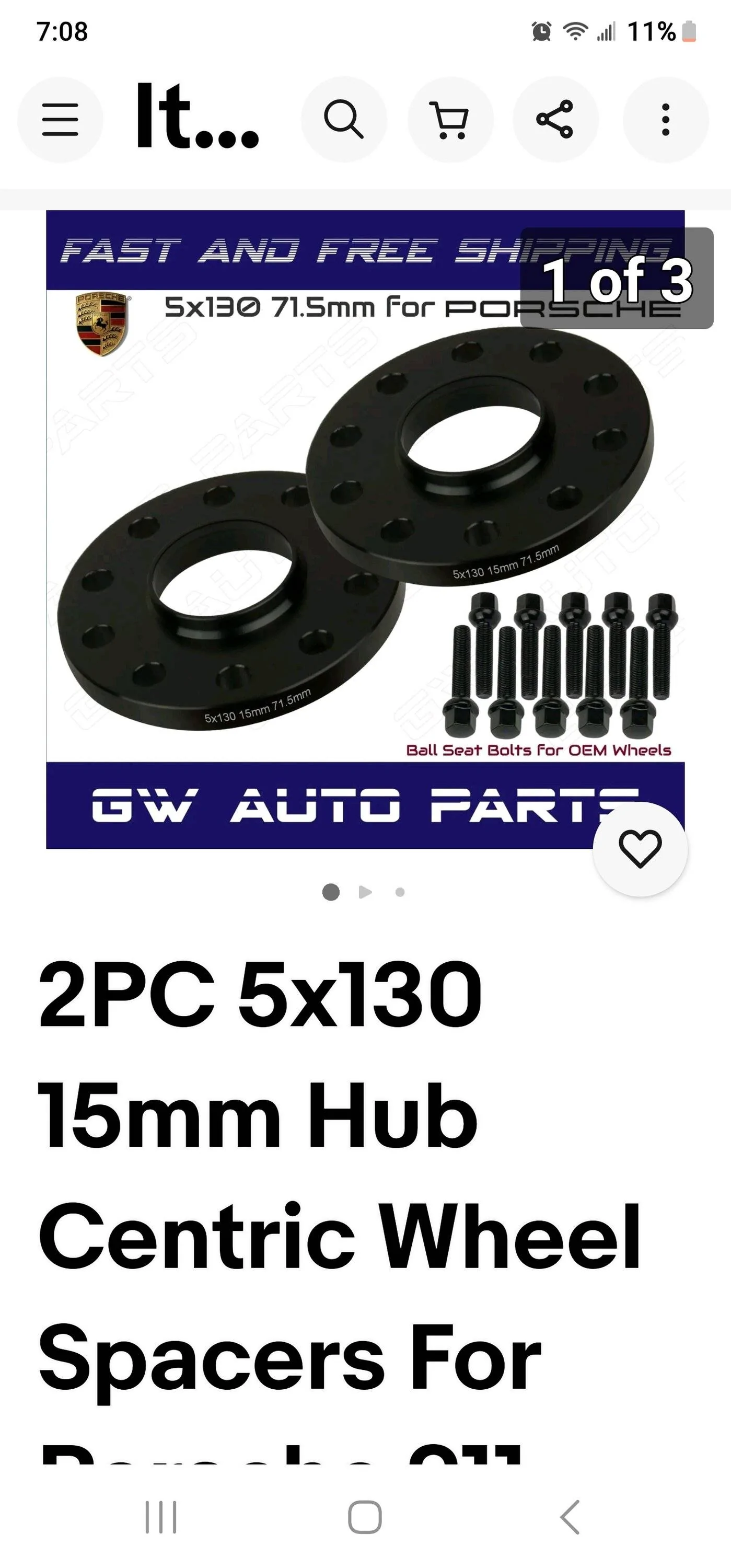 Porsche Taycan Recommendations: 10/15mm Spacers for Mission-E wheels? Screenshot_20230722_070833_eBay