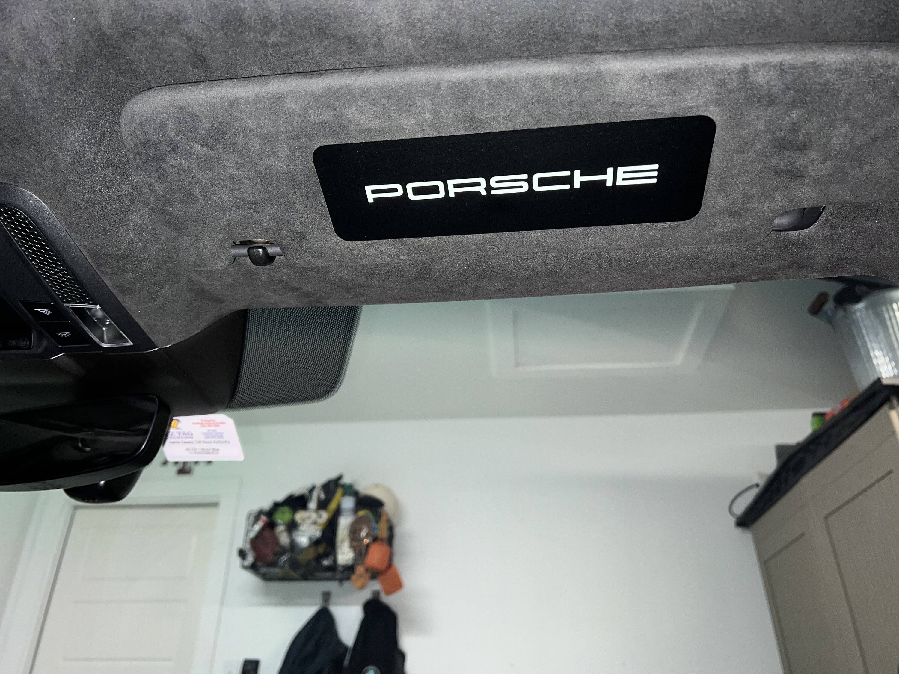 Porsche Taycan Taycan Sun Visor Safety Notice Matte Vinyl Covers IMG_4103