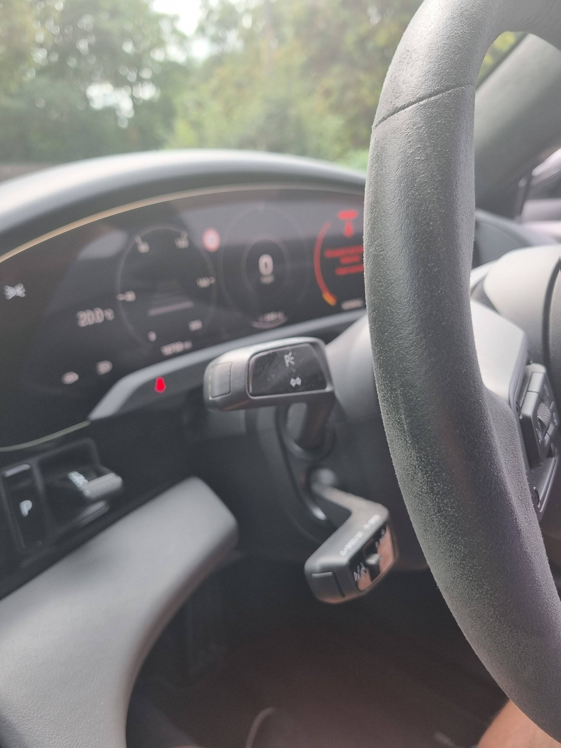 Porsche Taycan Steering wheel cleaning before