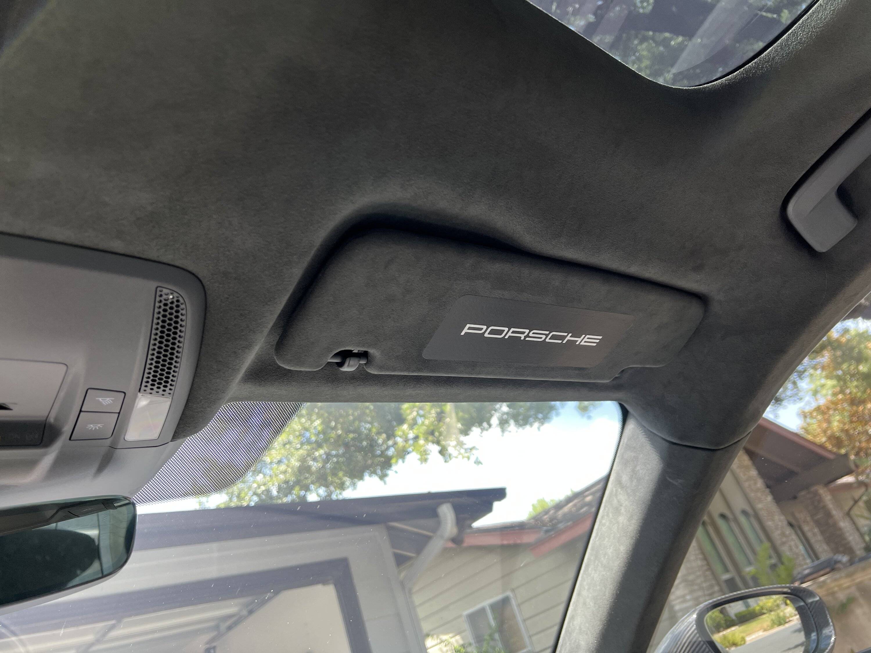 Porsche Taycan Taycan Sun Visor Safety Notice Matte Vinyl Covers IMG_4110