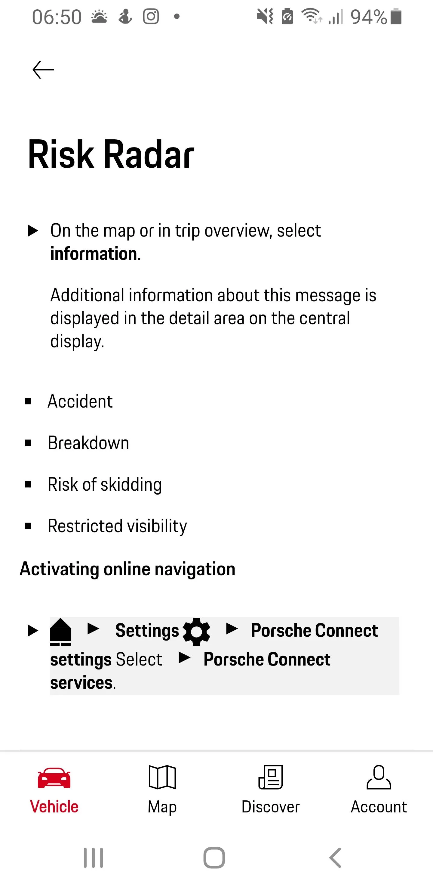 Porsche Taycan Warning - reduced visibility Screenshot_20230727-065008_My Porsch