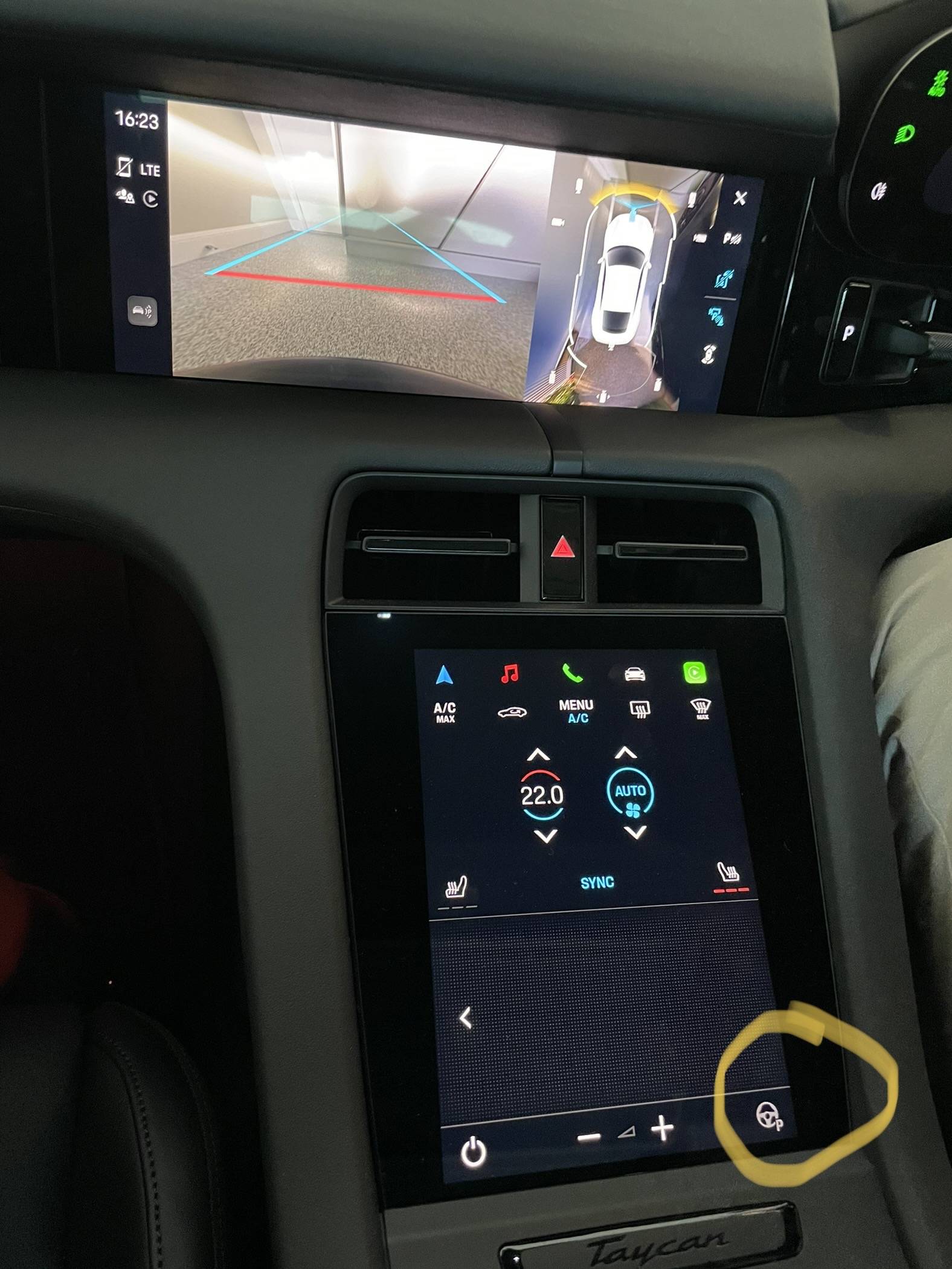 Porsche Taycan Shortcut button on the screen IMG_3623