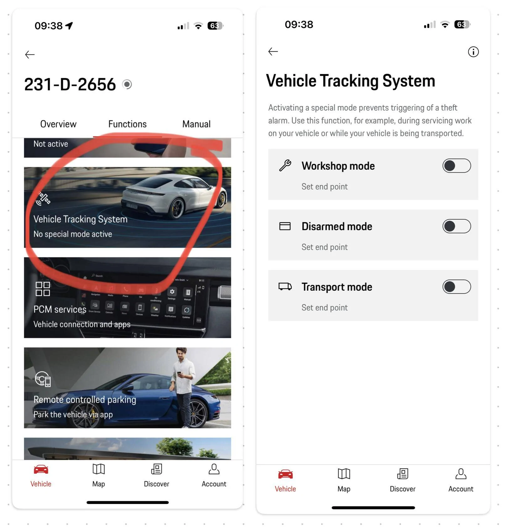 Porsche Taycan Car won’t start after activating transport mode on a ferry Screenshot 2023-08-03 at 09.40.03