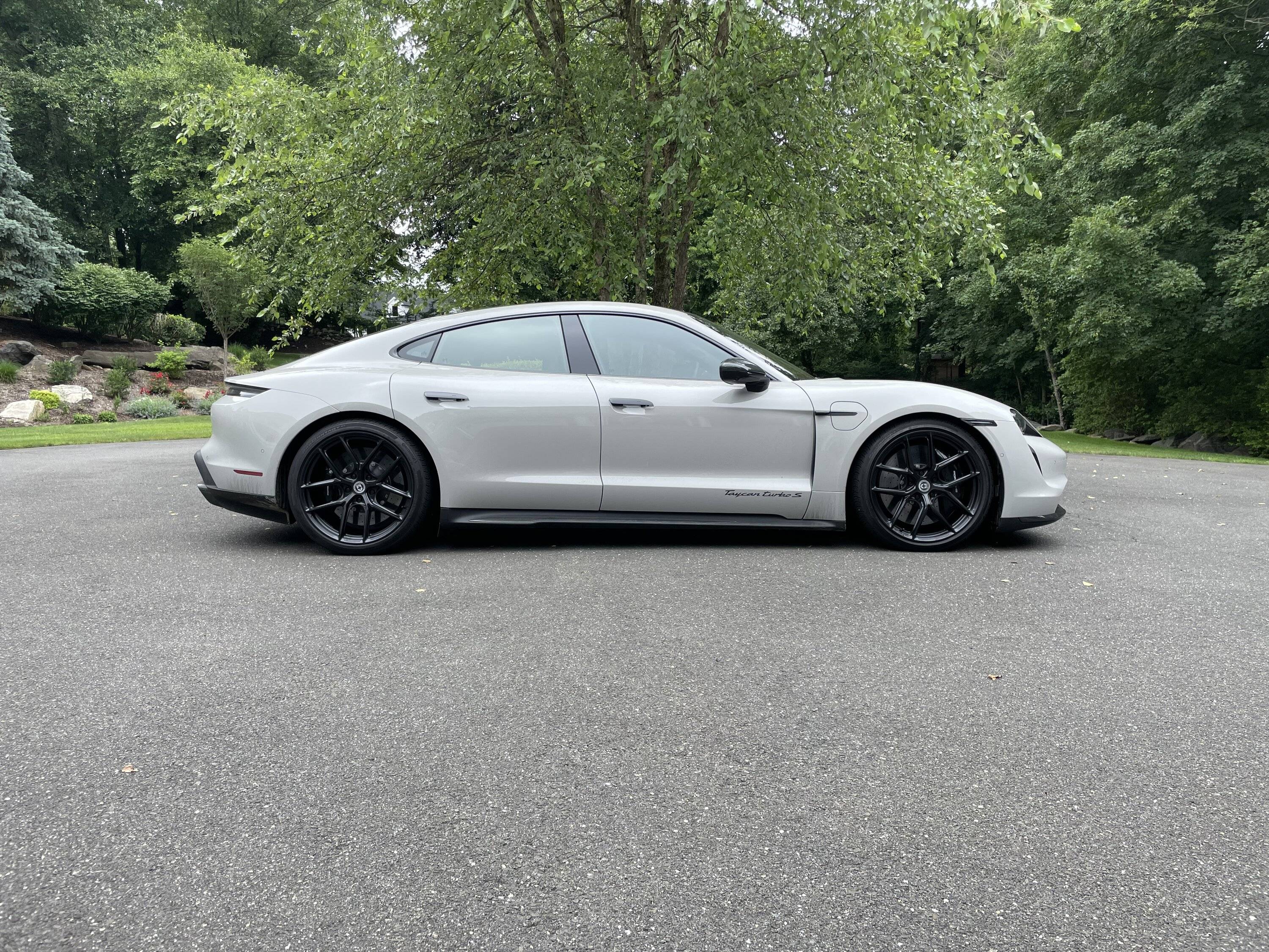Porsche Taycan Chalk Taycan Turbo S on HRE P101SC and Vossen HF-4T wheels IMG_7594