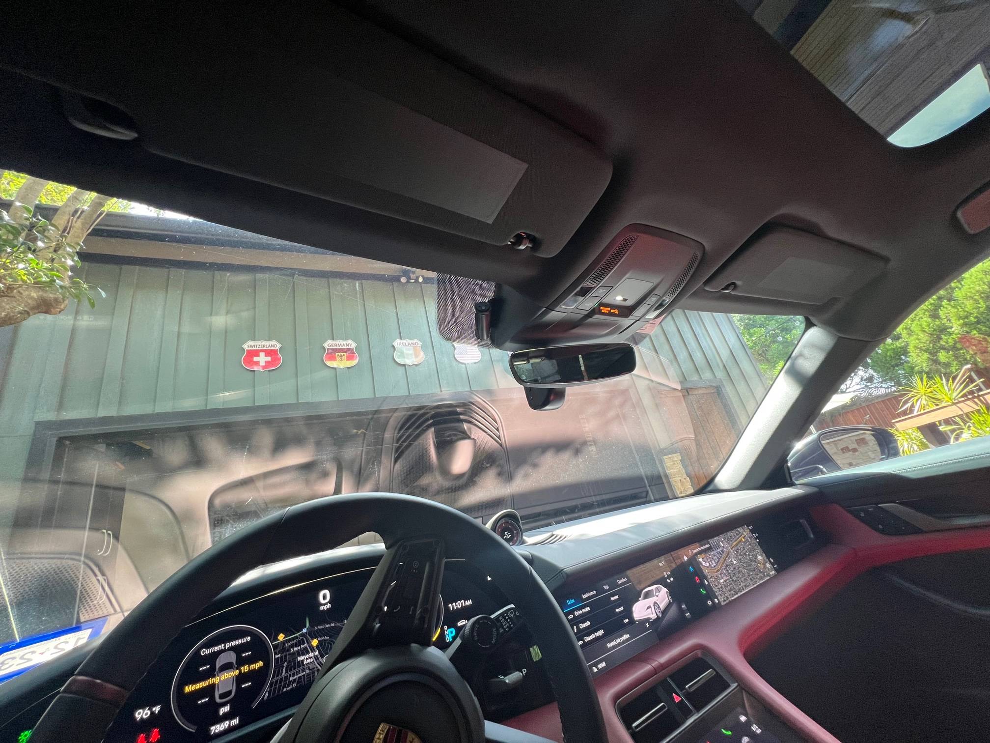 Porsche Taycan Taycan Sun Visor Safety Notice Matte Vinyl Covers IMG_2305
