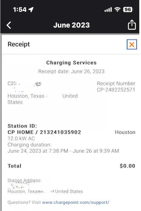 Porsche Taycan ChargePoint EVSE, App and network roaming Screenshot 2023-08-16 at 1.59.57 PM