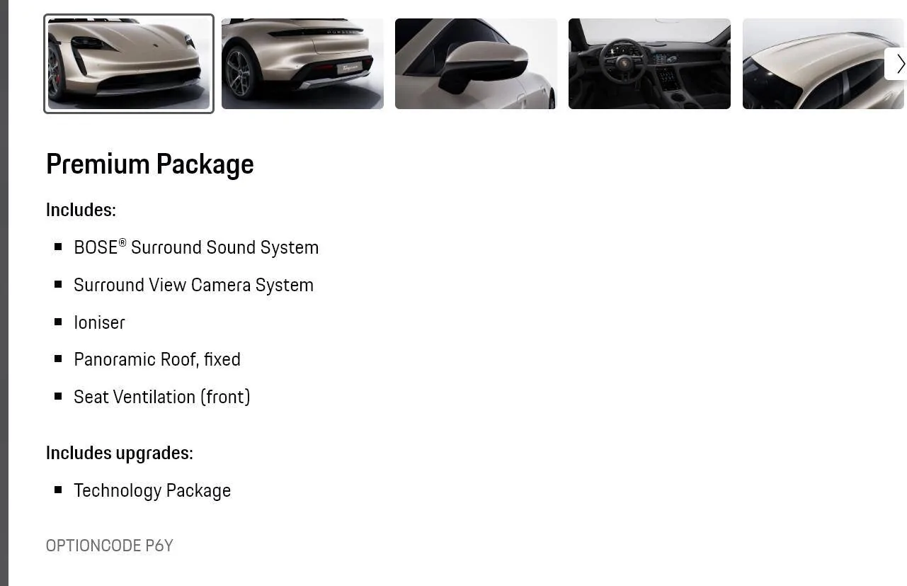 Porsche Taycan 5 cars, very different configs option 3