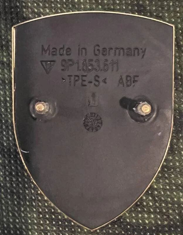 Porsche Taycan Need monochrome replacement hood emblem 1693088106973