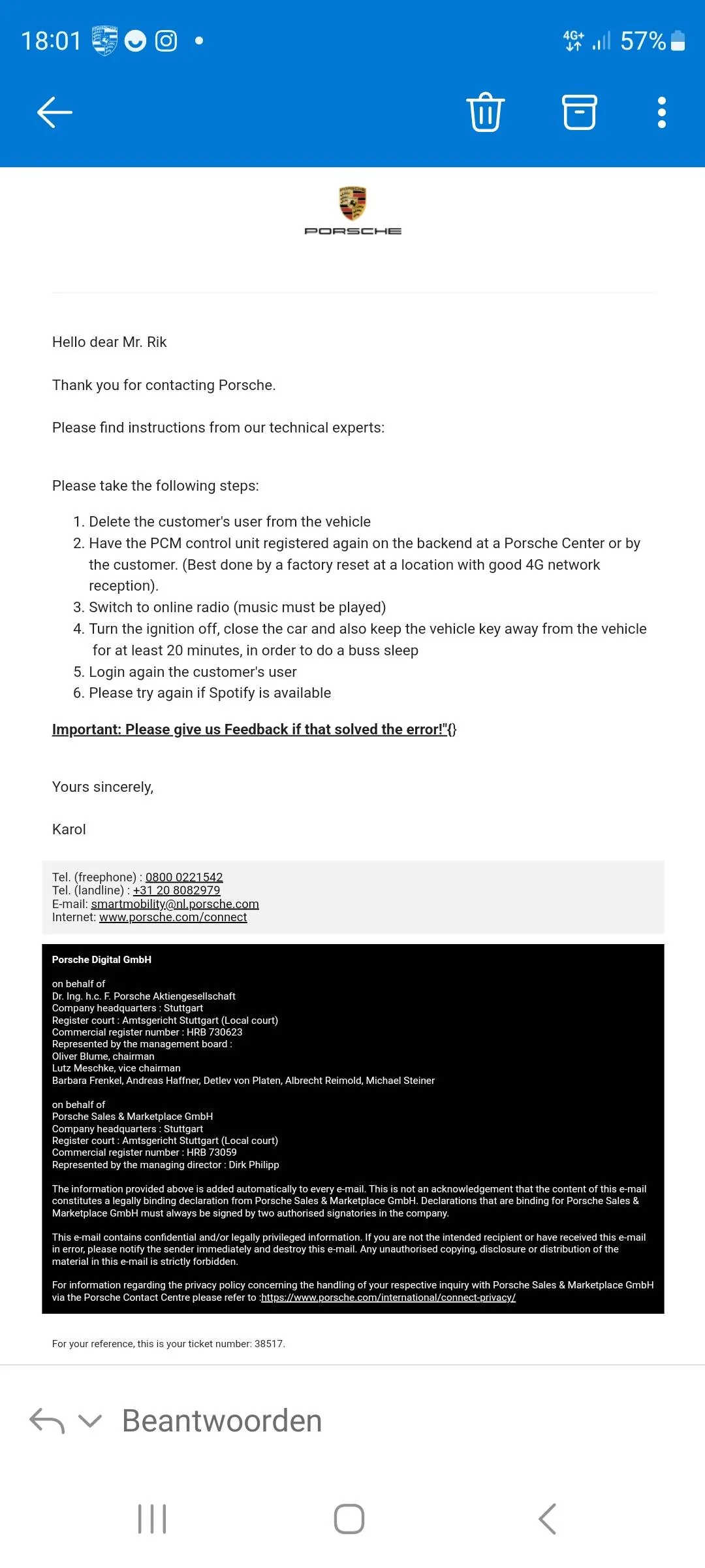 Porsche Taycan Spotify connection - help! Screenshot_20230829_180122_Outlook