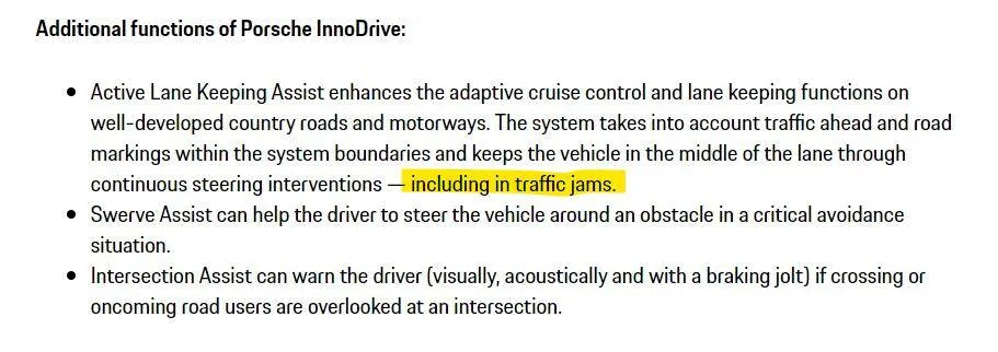 Porsche Taycan Driving Assistance - Where is Traffic Jam assist? 1693498542686