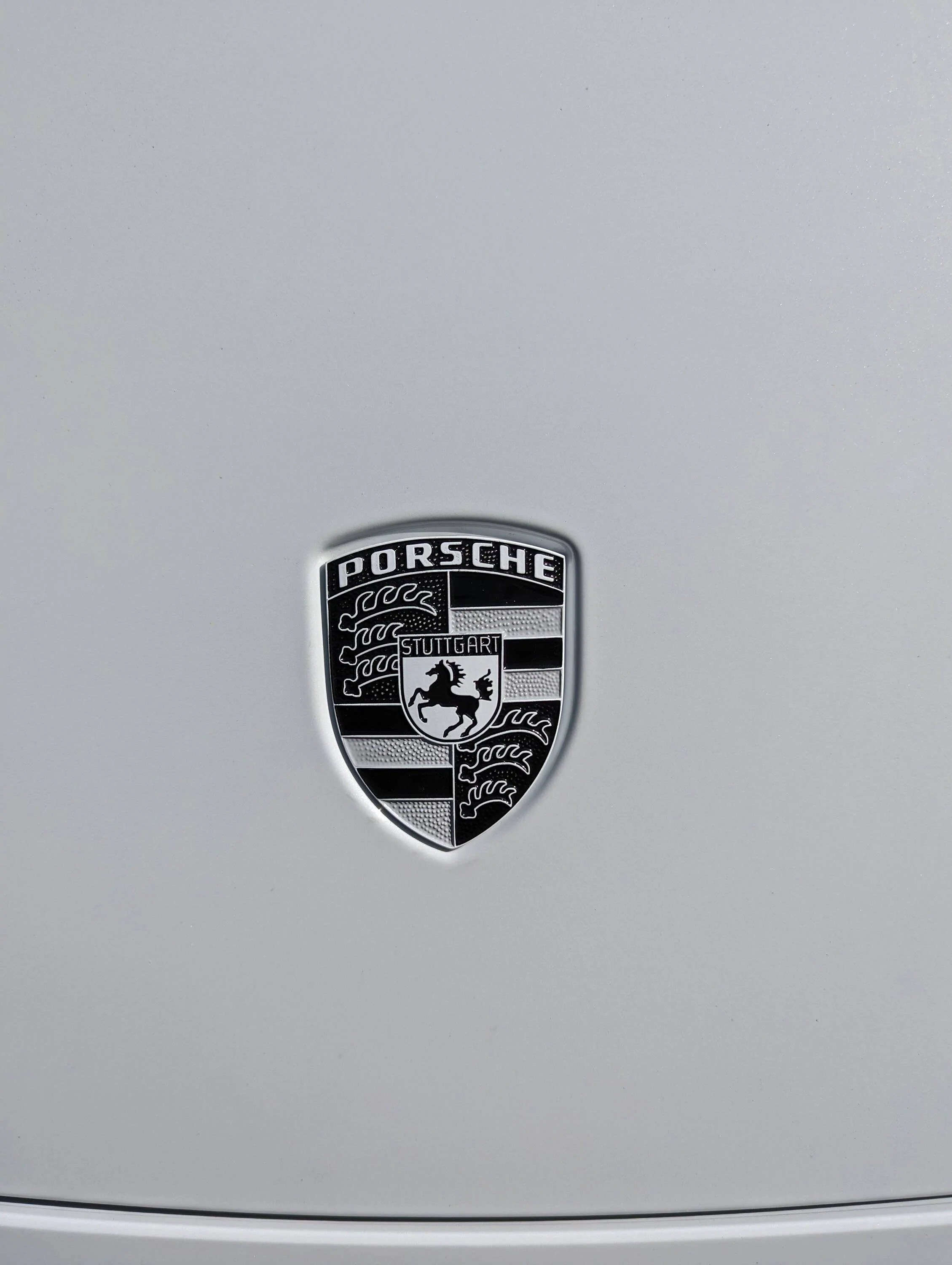 Porsche Taycan Need monochrome replacement hood emblem PXL_20230831_230123921