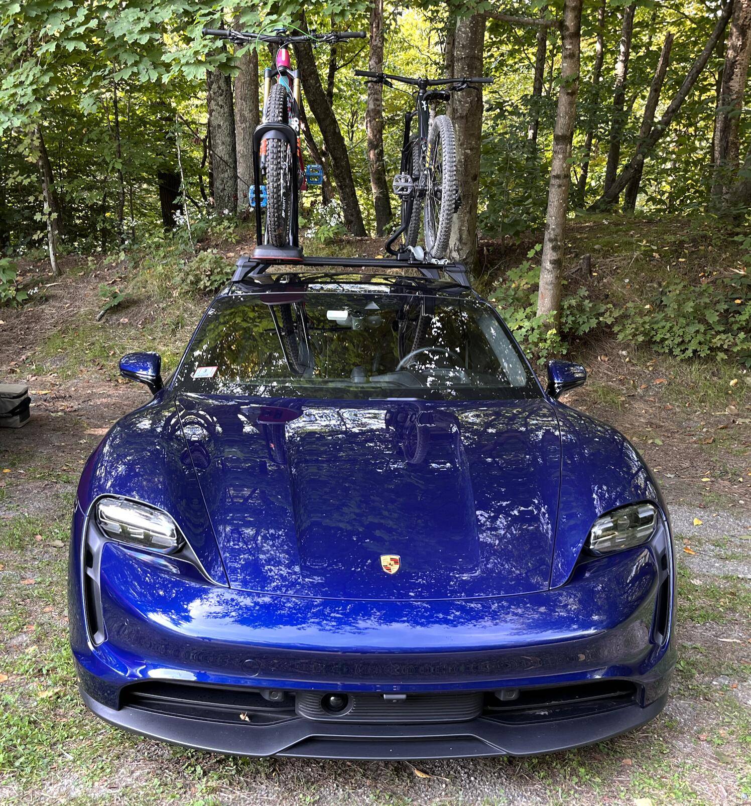 Porsche Taycan 270 mile trip with mountain bikes and speed 1693705841571