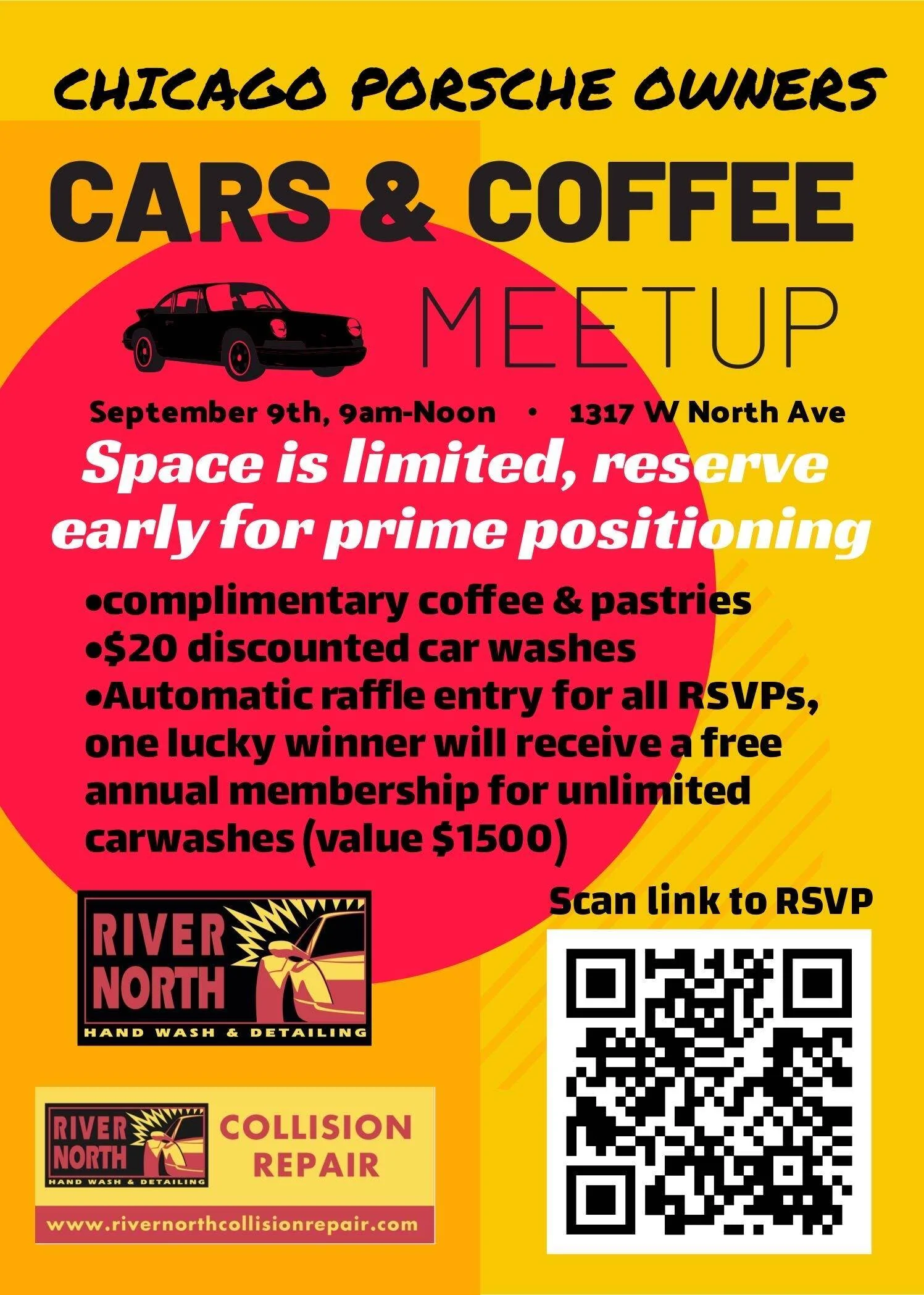 Porsche Taycan [9/9/23, 9am-12pm] Chicago Porsche Cars & Coffee @ 1317 W North Ave - Freebies & Raffle! 1693768125421