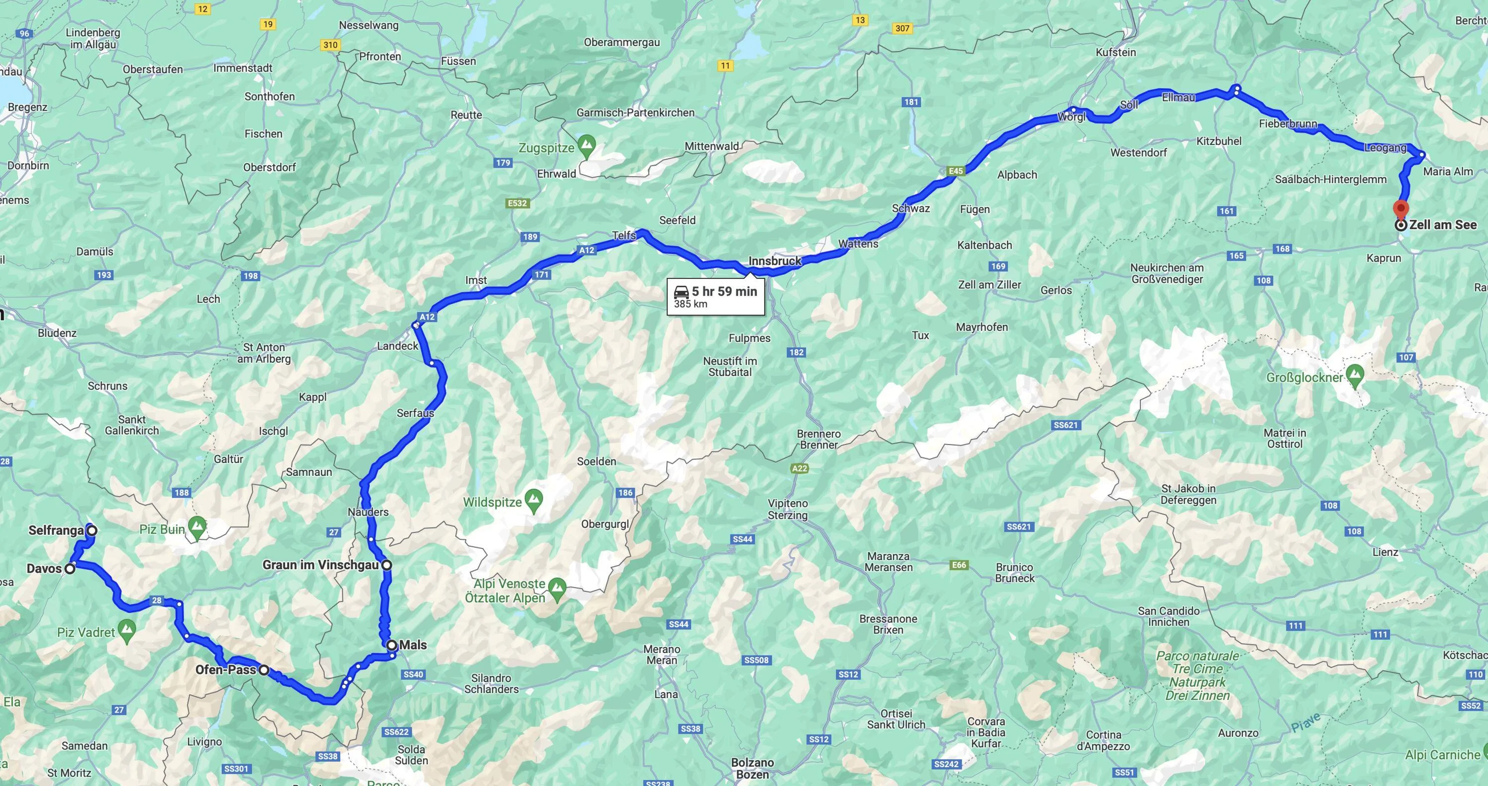 Porsche Taycan Taycan to Switzerland & Austria Map 8