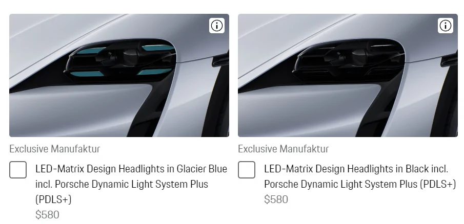 Porsche Taycan Porsche glacier blue "lights" 1694510695020