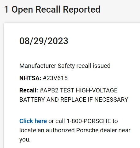 Porsche Taycan Recall (9/1/23): Insufficient Sealant Causing High-Voltage Battery Leak on 2023 Taycans APB2 (4,777 Units Affected) 1695157378573