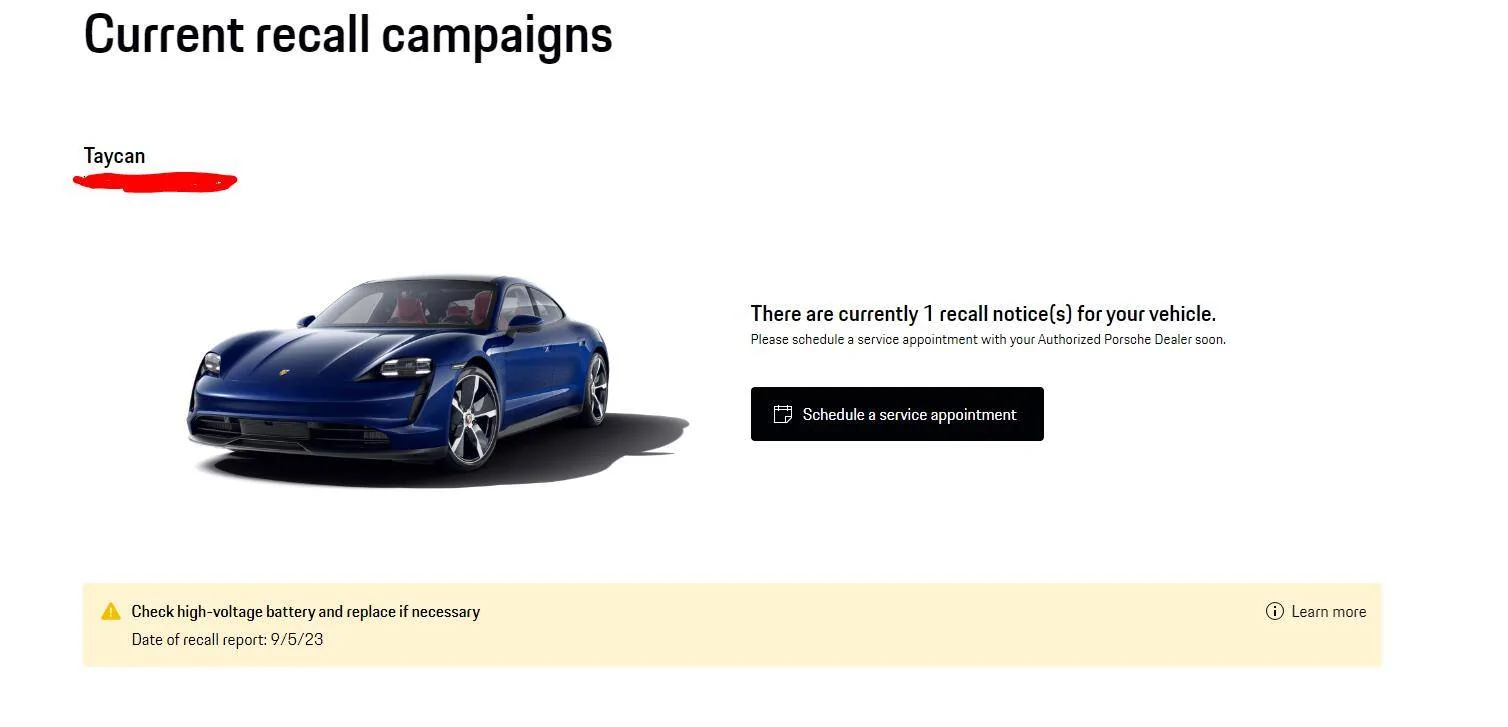 Porsche Taycan Recall (9/1/23): Insufficient Sealant Causing High-Voltage Battery Leak on 2023 Taycans APB2 (4,777 Units Affected) 1695312428355