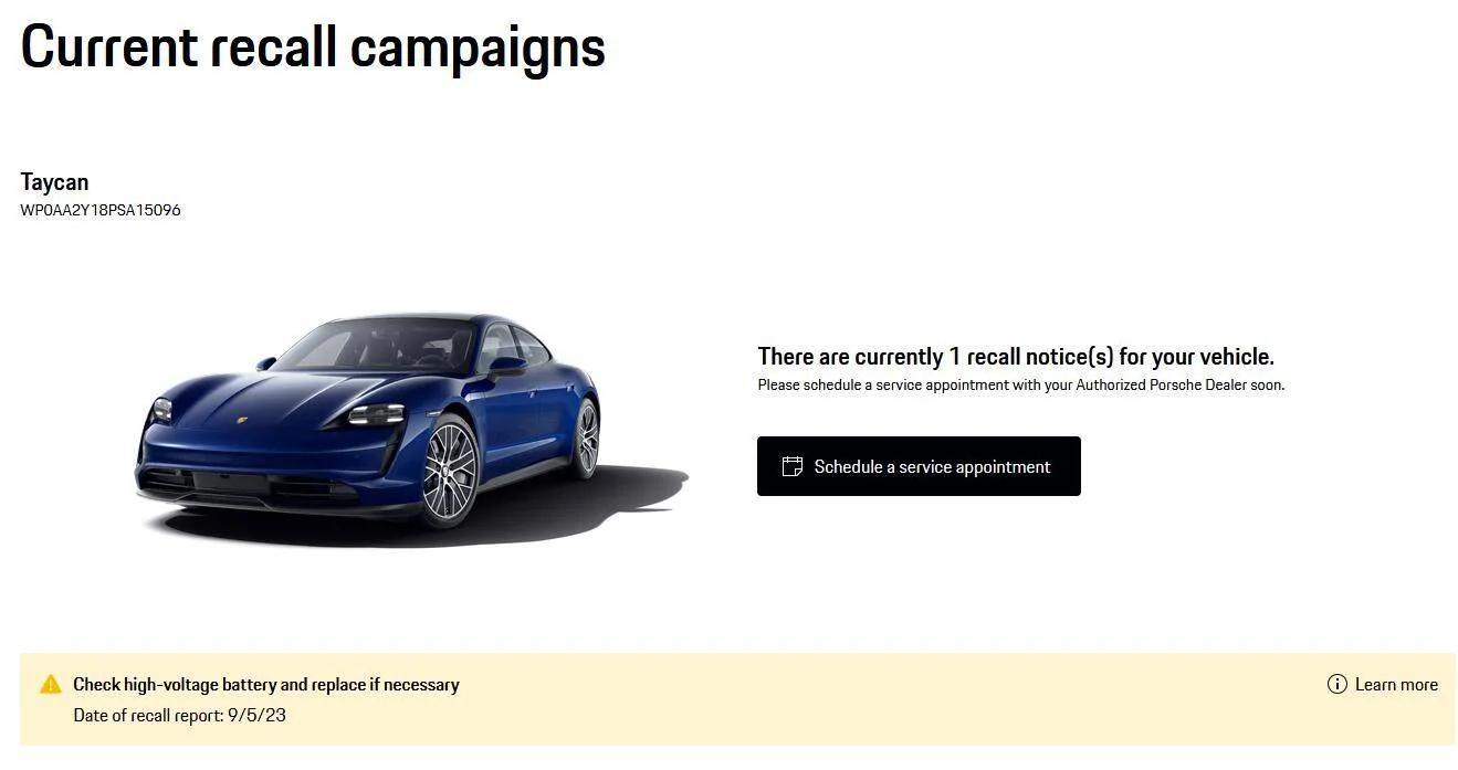 Porsche Taycan Recall (9/1/23): Insufficient Sealant Causing High-Voltage Battery Leak on 2023 Taycans APB2 (4,777 Units Affected) 1695416015134