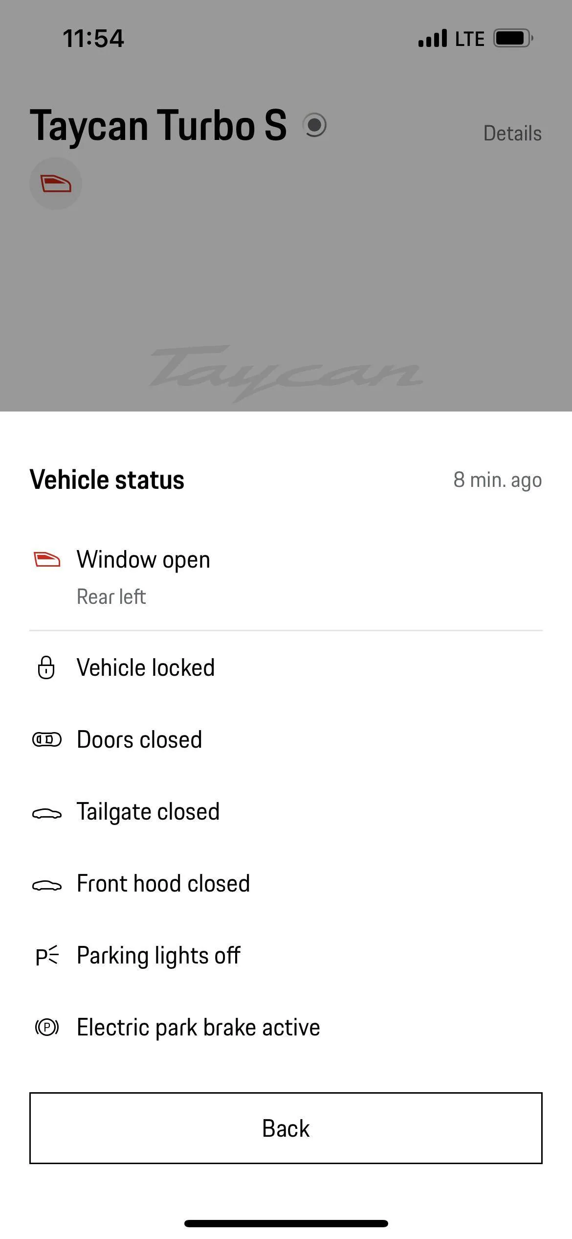 Porsche Taycan Automation to check if car is locked IMG_6184