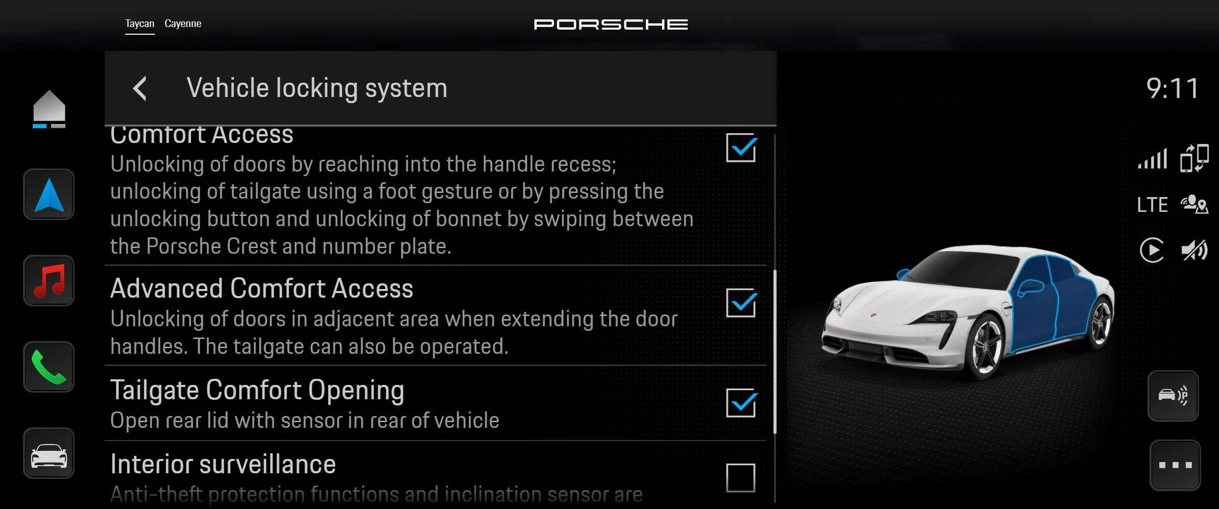 Porsche Taycan Comfort access query 1696582450226