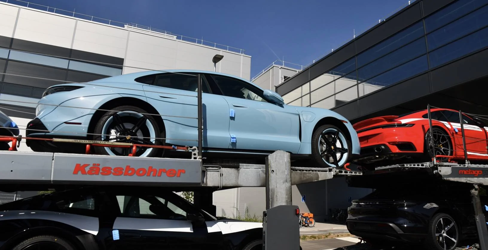 Porsche Taycan Frozen Blue Taycan, with matching Mission-E wheels and side skirt 7C107620-D38B-4F37-8158-8D6409B0E5EE