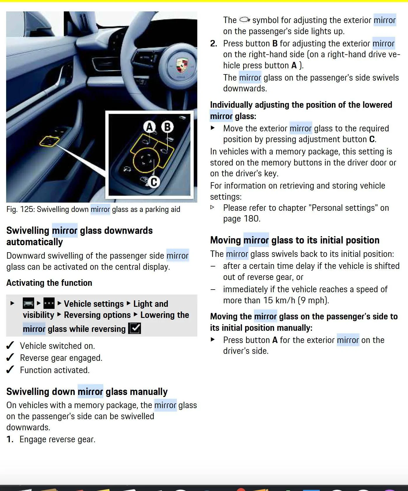 Porsche Taycan Issue Check: Passenger side mirror doesn't point "down" when in reverse Screen Shot 2020-07-29 at 7.18.42 PM