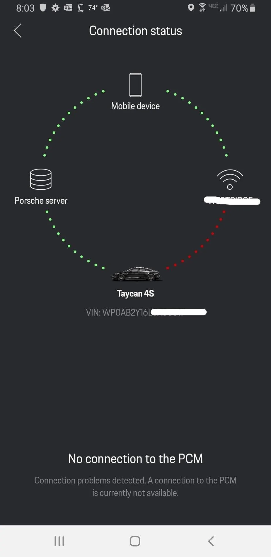 Porsche Taycan No Connection to PCM No Connection to PCM