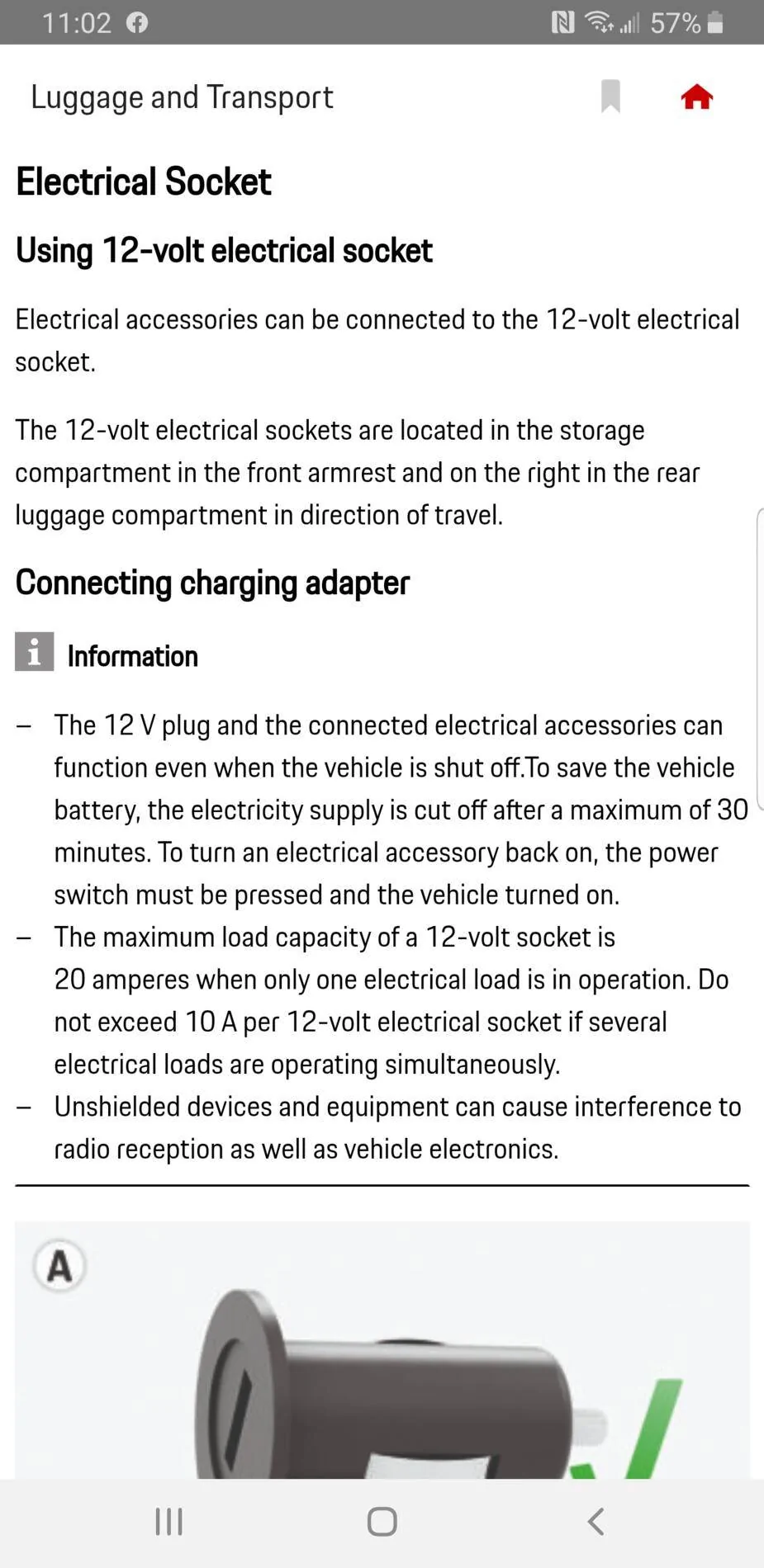 Porsche Taycan Storage Compartment - 12-Volt Socket Power Off 1596683064272