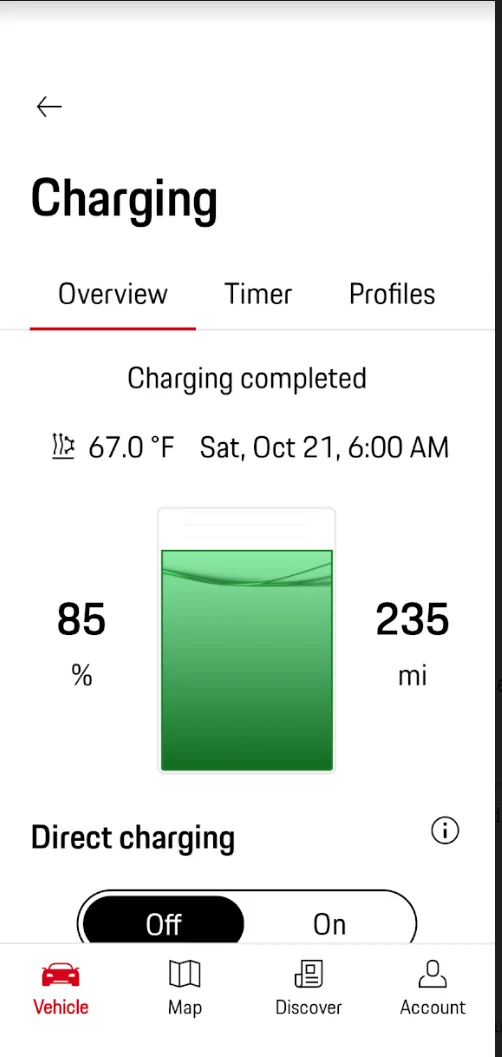 Porsche Taycan car charged to 100% when the profile was set at 85%. Why? 1697799047279