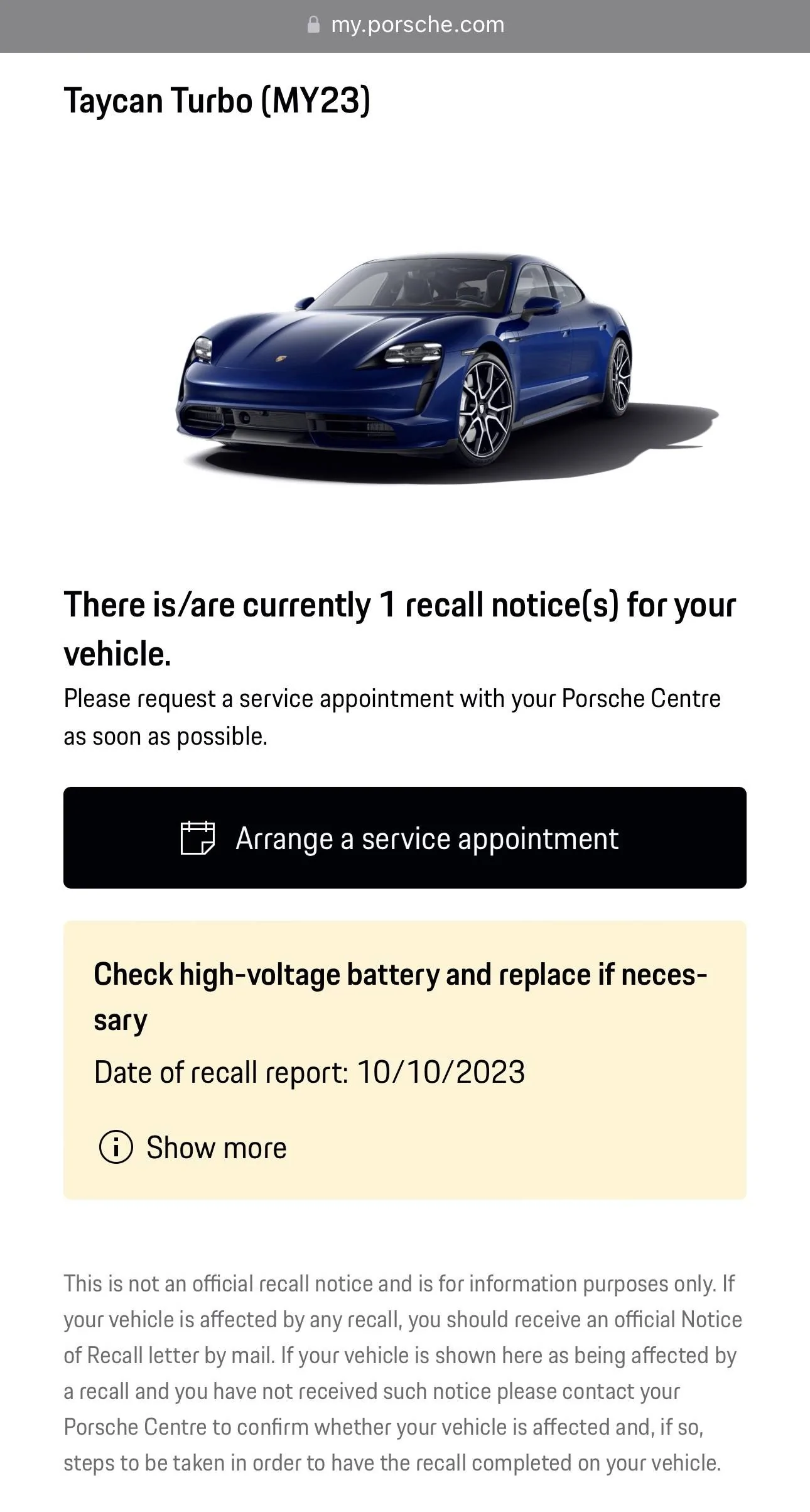 Porsche Taycan "Free HV Heater Replacement for Your Taycan Now Available at your Porsche Center" IMG_2486